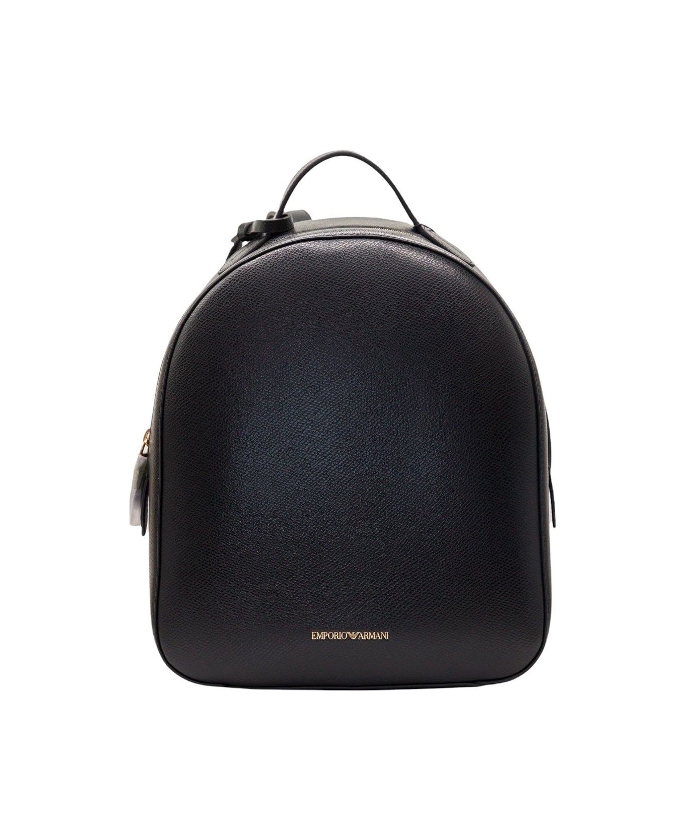 Emporio Armani Charm-detailed Zipped Backpack - BLACK