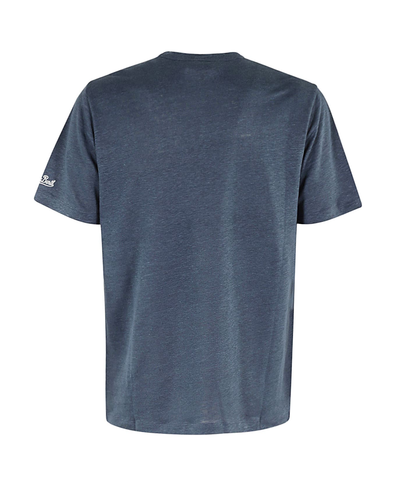 MC2 Saint Barth Linen T Shirt With Front Pocket - Blue Navy