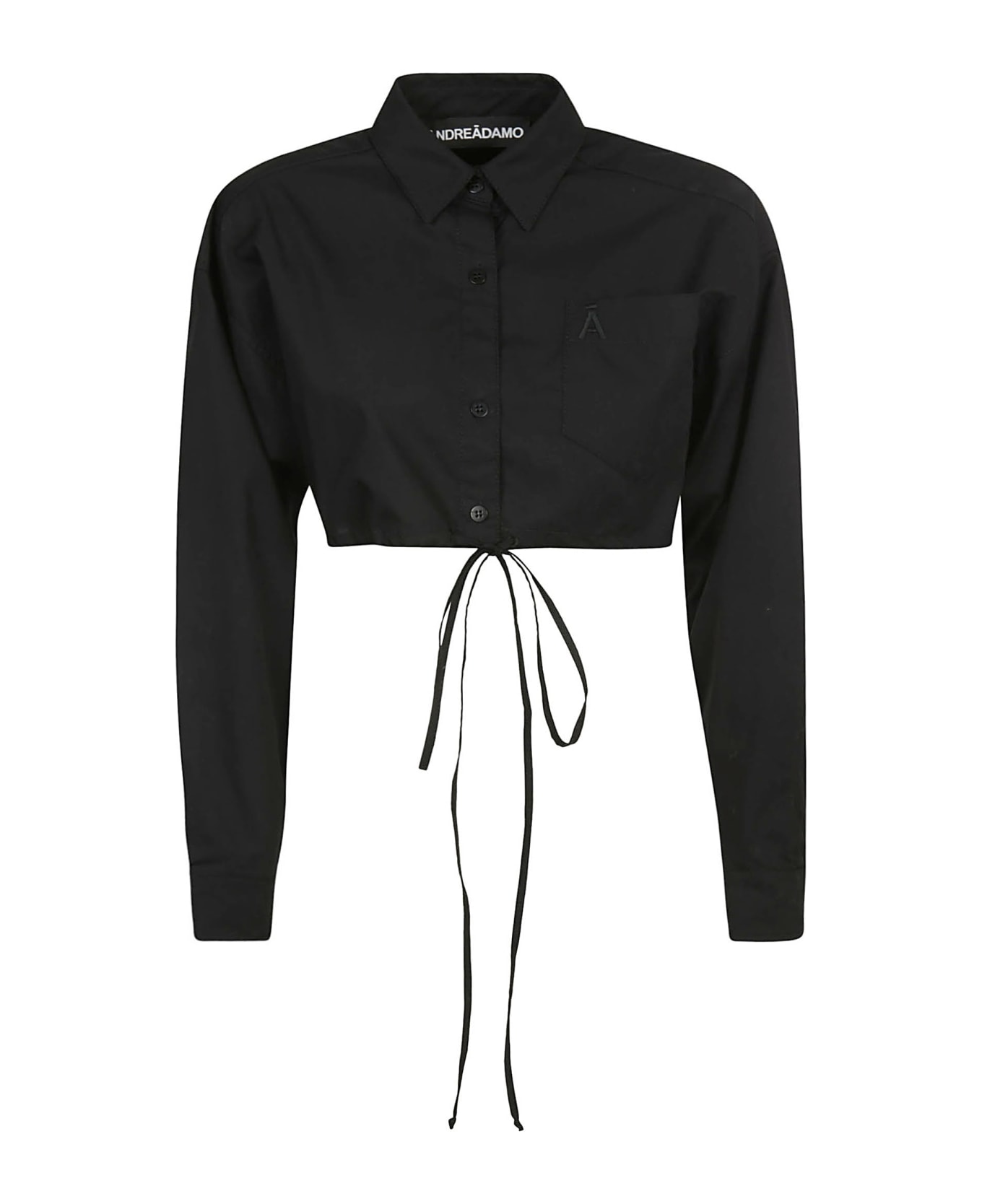 ANDREĀDAMO Cotton Crop Shirt - Black