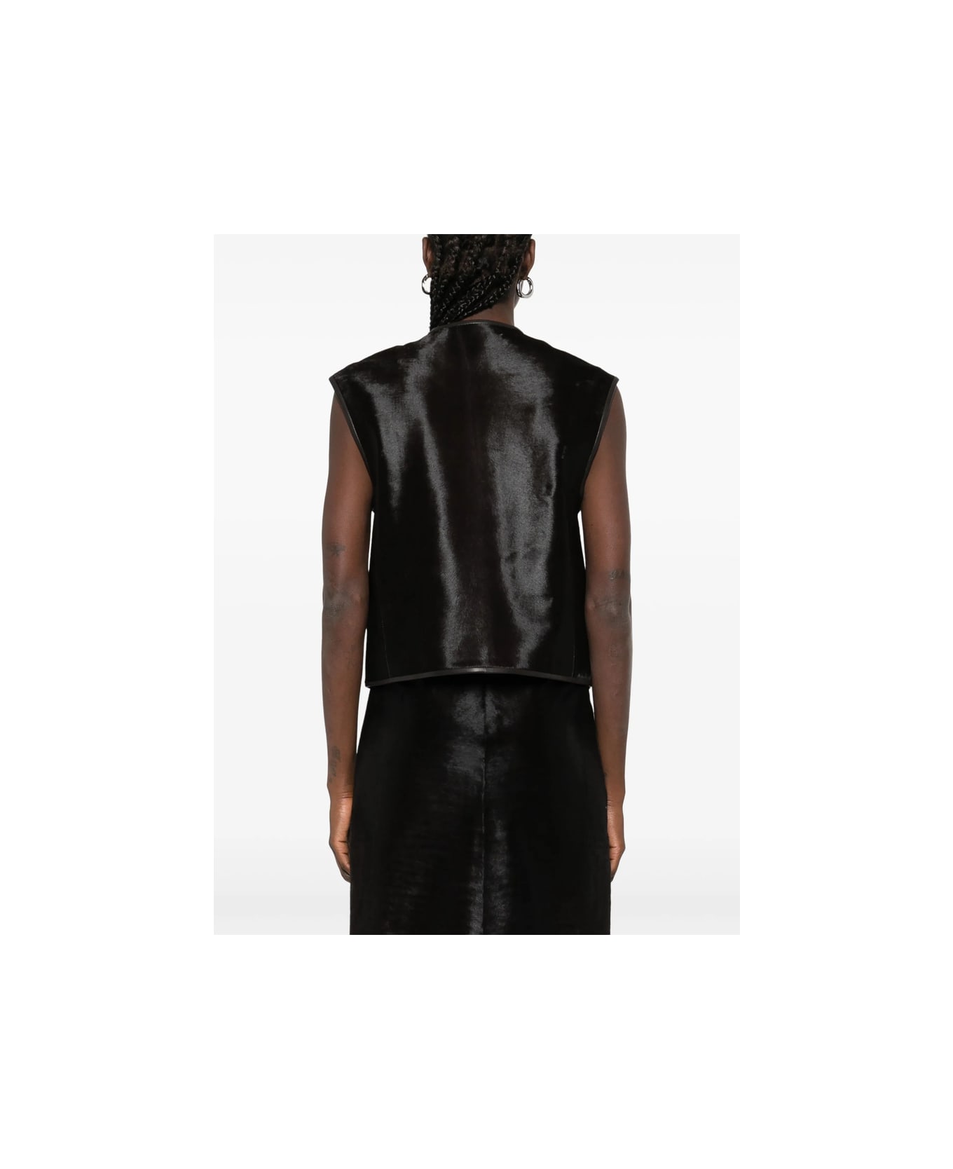 Loulou Studio Leather Waistcoat - BROWN