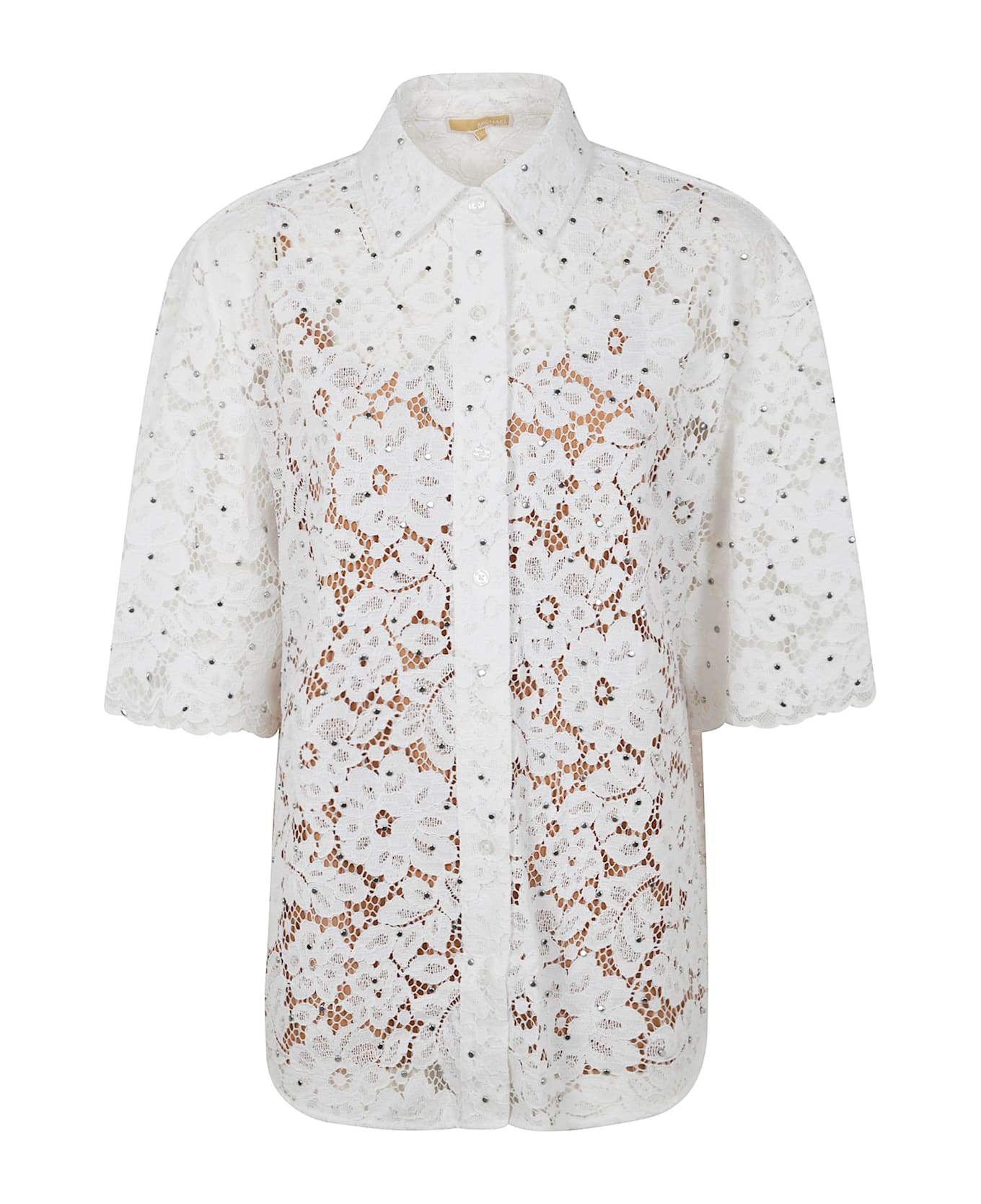 MICHAEL Michael Kors Studded Floral Lace Shirt - White