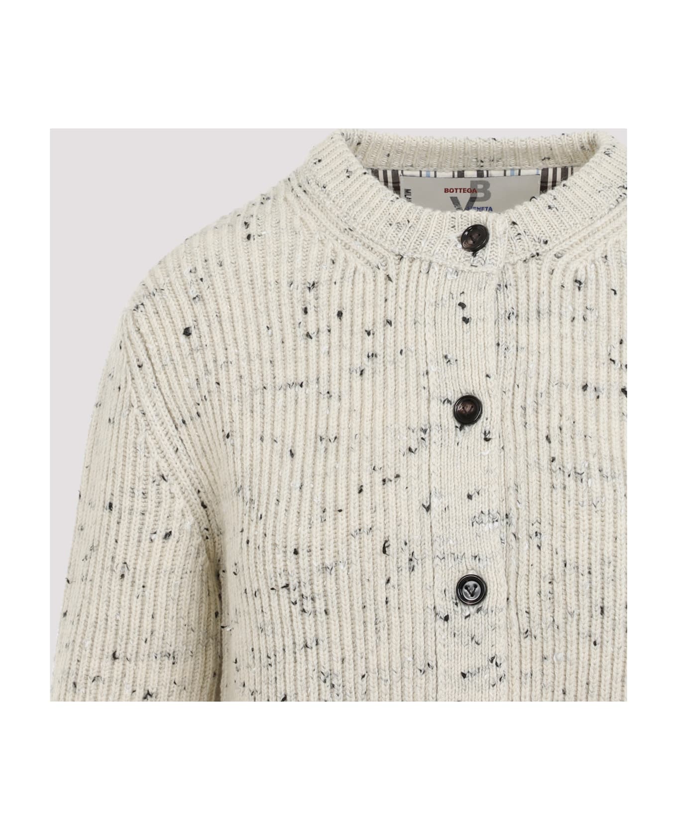 Bottega Veneta Wool Ribbed Cardigan - Dove