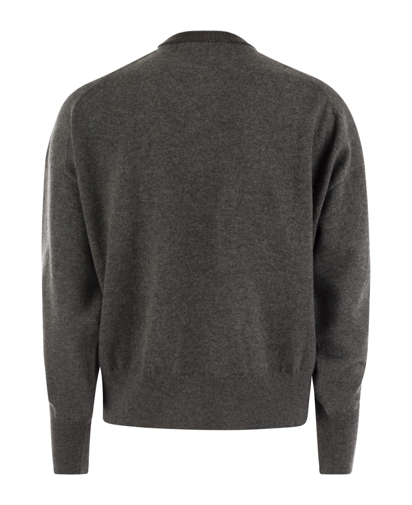 Brunello Cucinelli Cashmere Sweater With Necklace - Anthracite