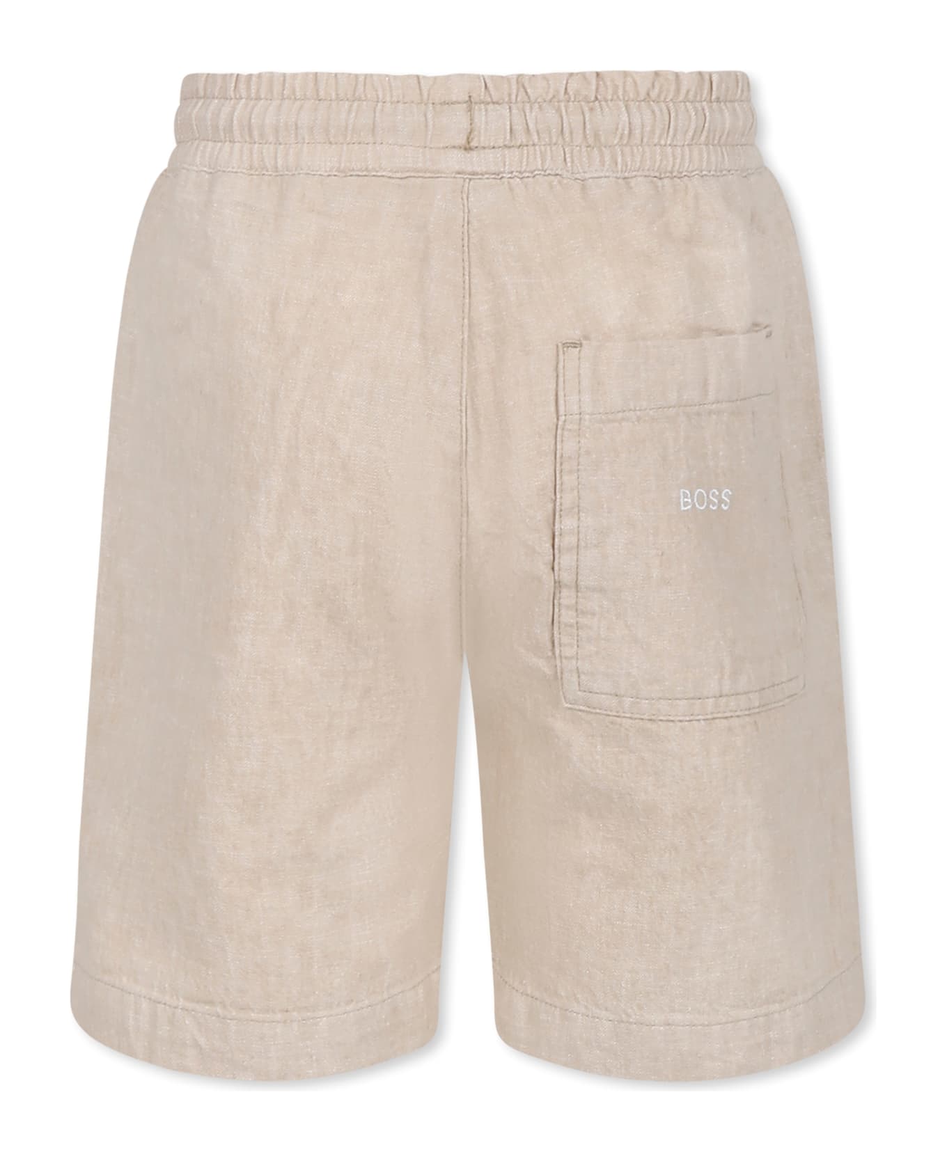 Hugo Boss Beige Shorts For Boy With Logo - Beige