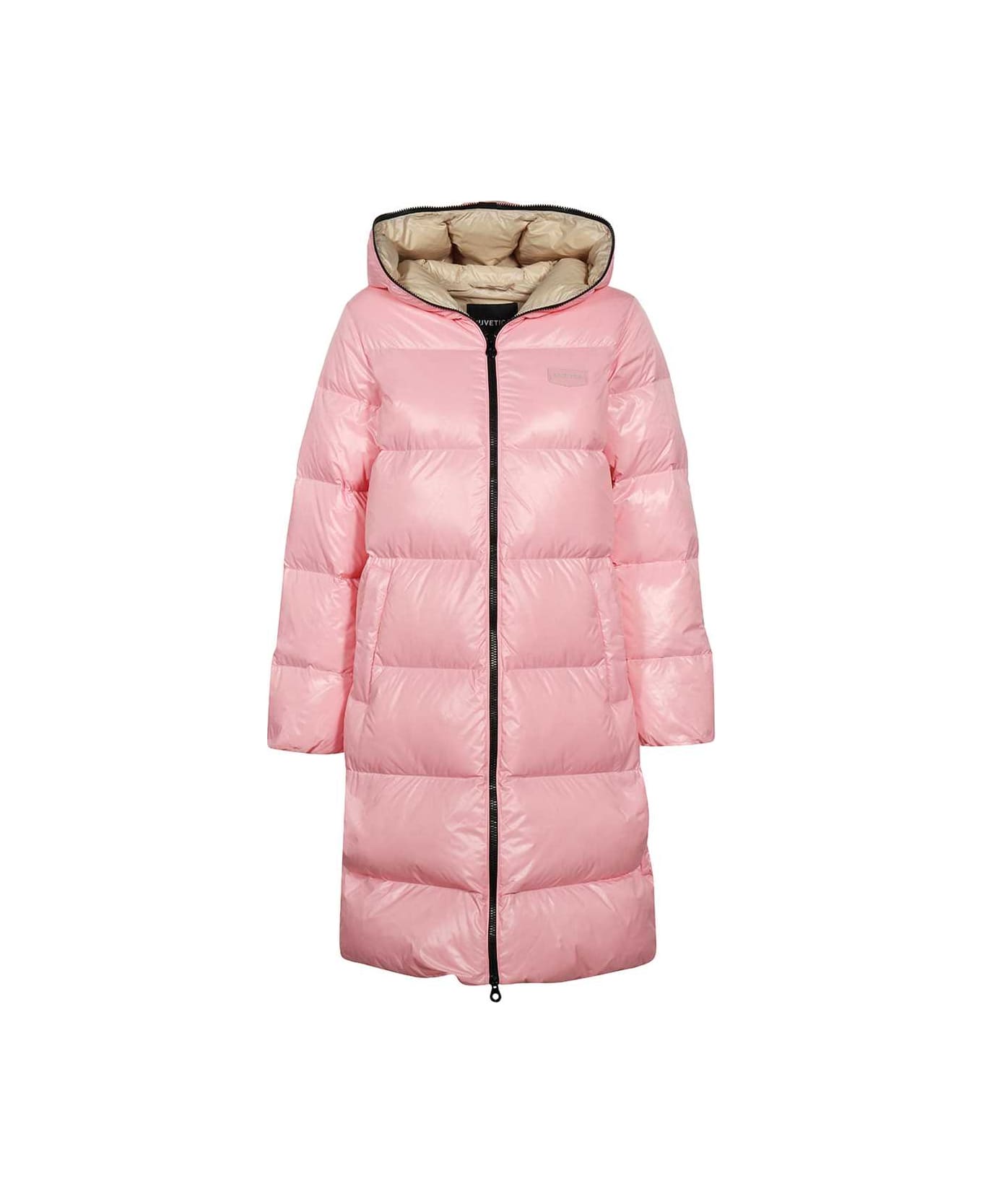 Duvetica Long Hooded Full-zip Down Jacket - Pink