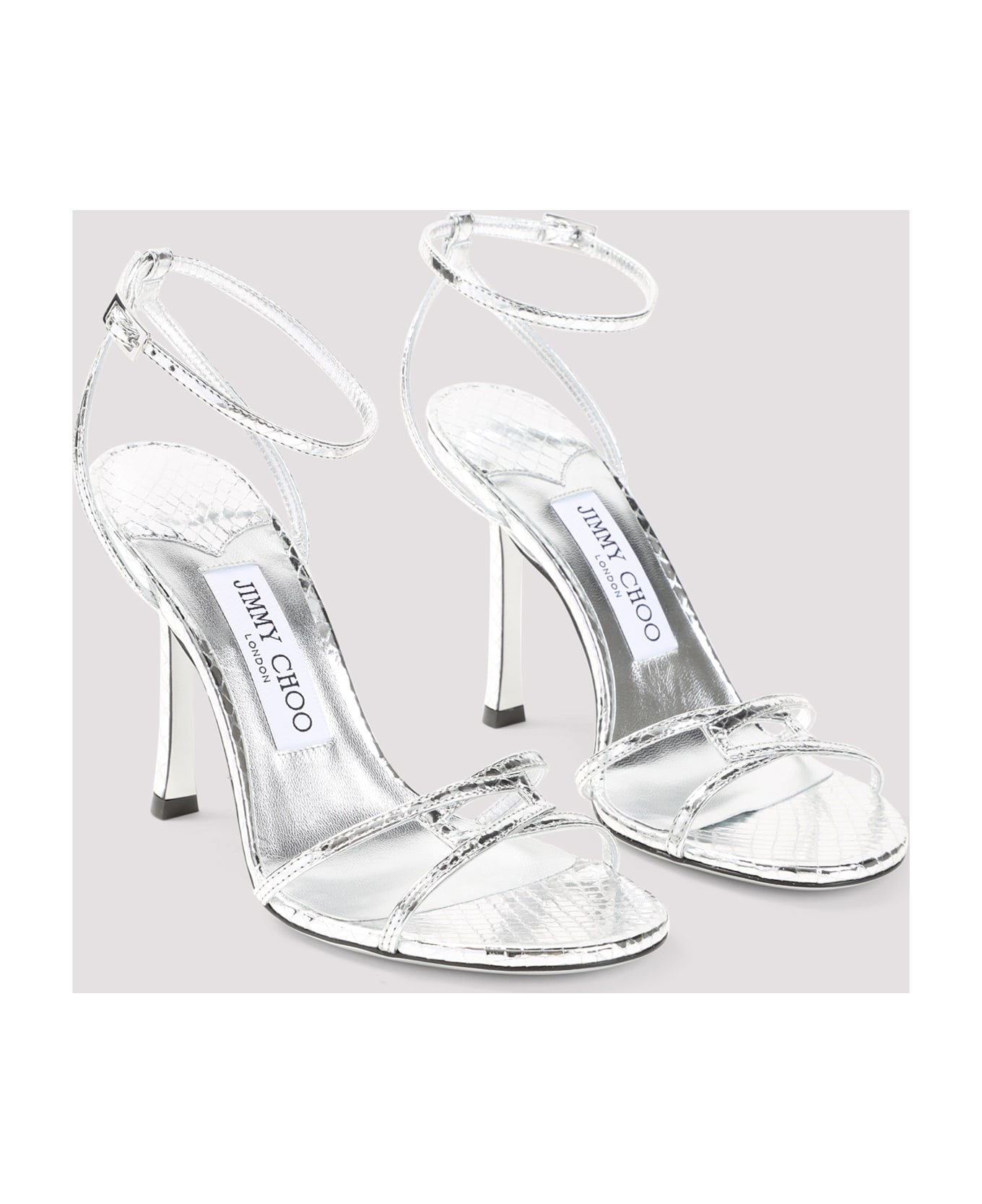 Jimmy Choo 1998 Leo Candy Wrap Leather Sandals - Silver