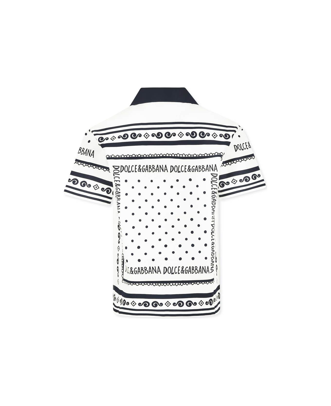 Dolce 
Gabbana White Shirt For Boy With Bandana Print - White