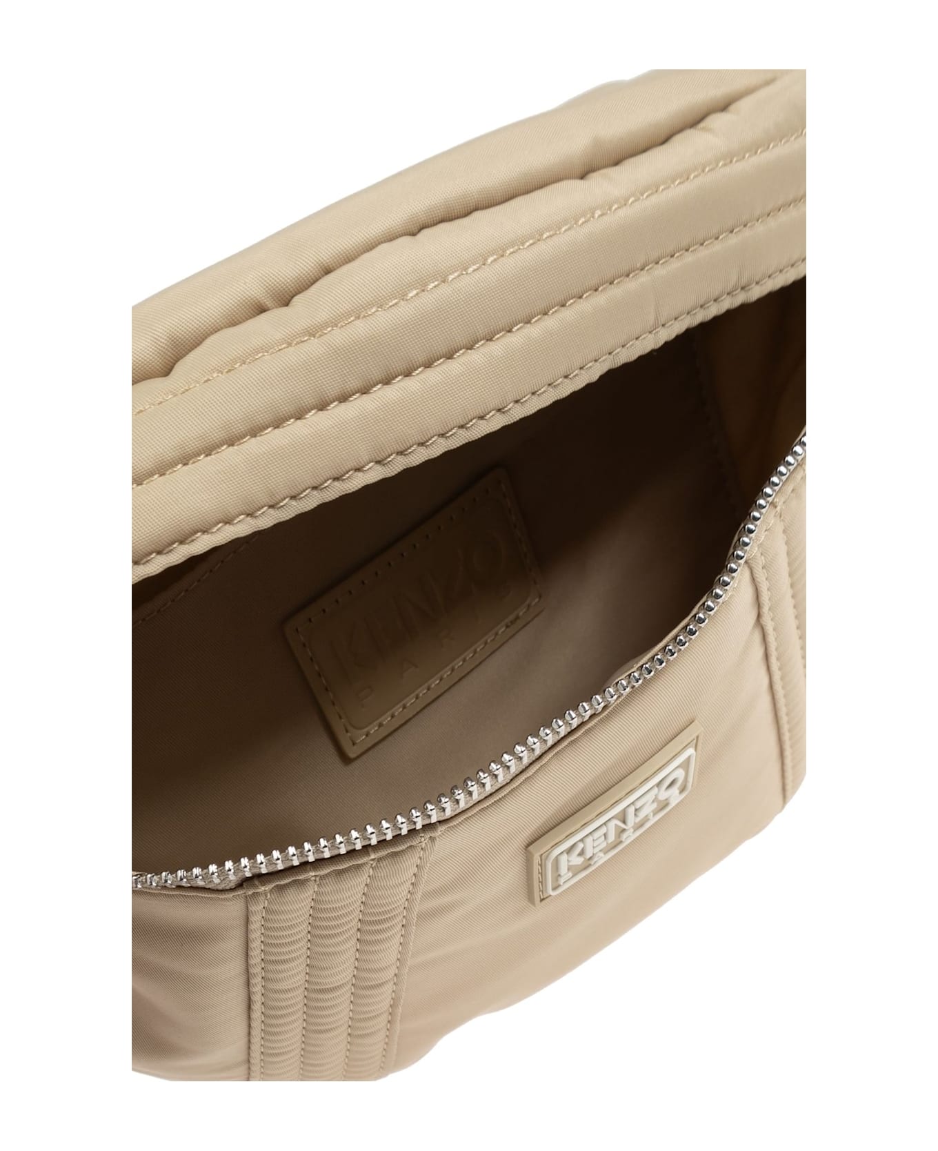 Kenzo Logo Patch Zipped Belt Bag - Beige