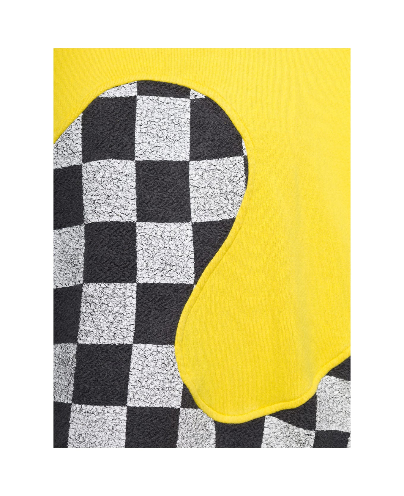 ERL Men Yellow Checker Swirl Hoodie Knit - YELLOW/GREY