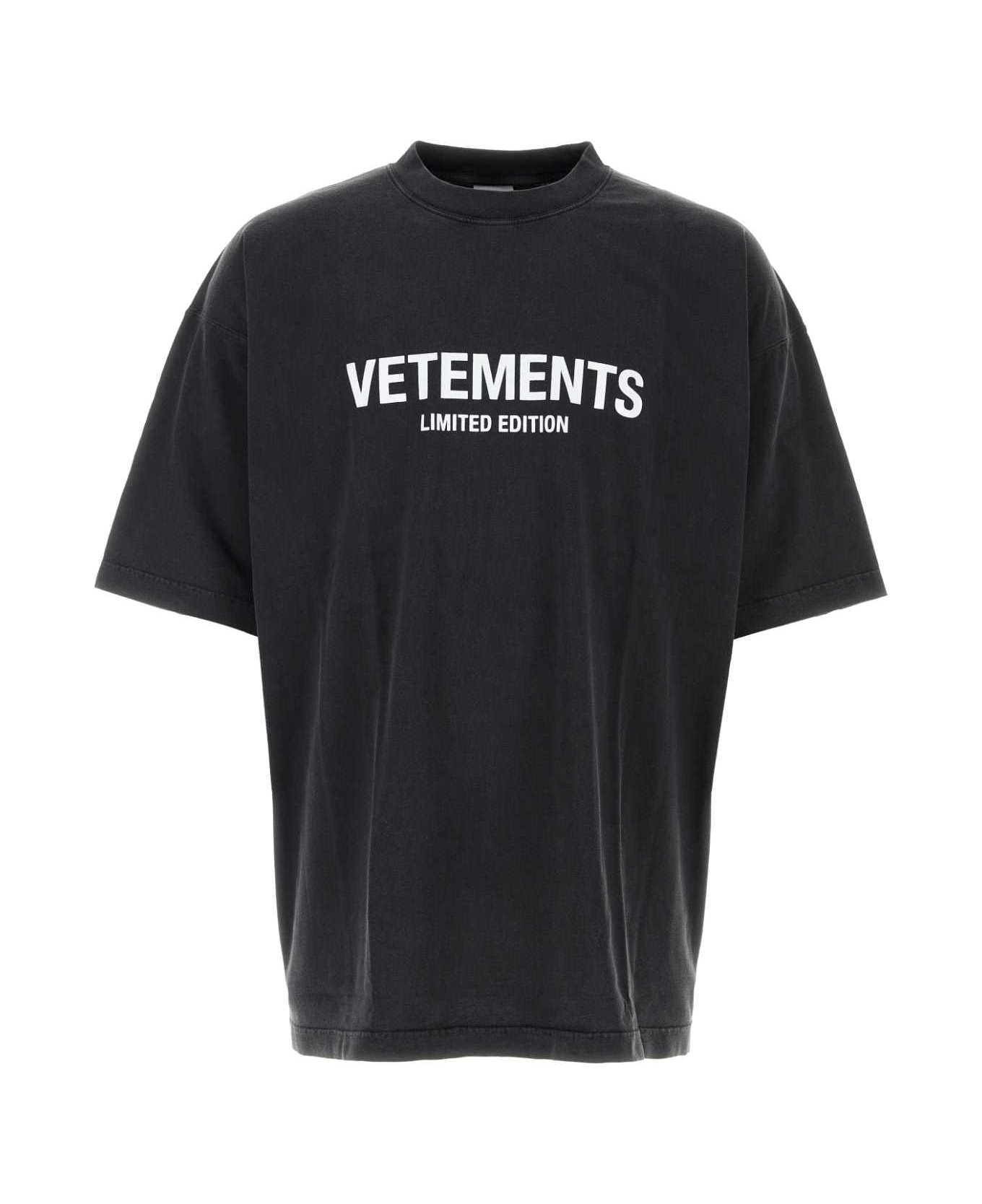 VETEMENTS Slate Cotton Oversize T-shirt - WASHEDBLACK