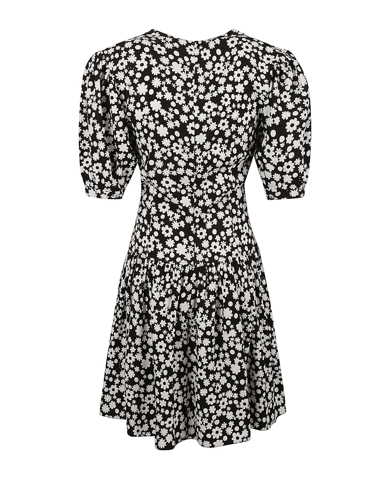 Marni Floral Print V-neck Short Dress - Black
