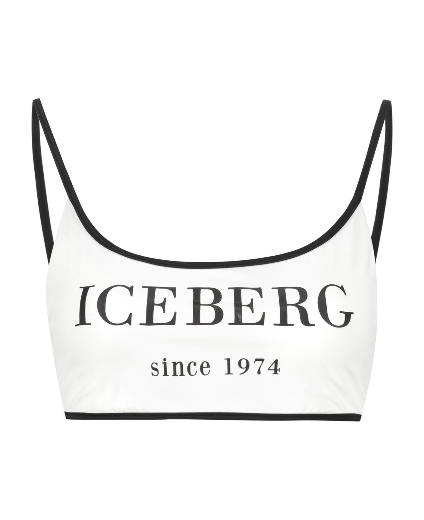 Iceberg Printed Bikini Top - White