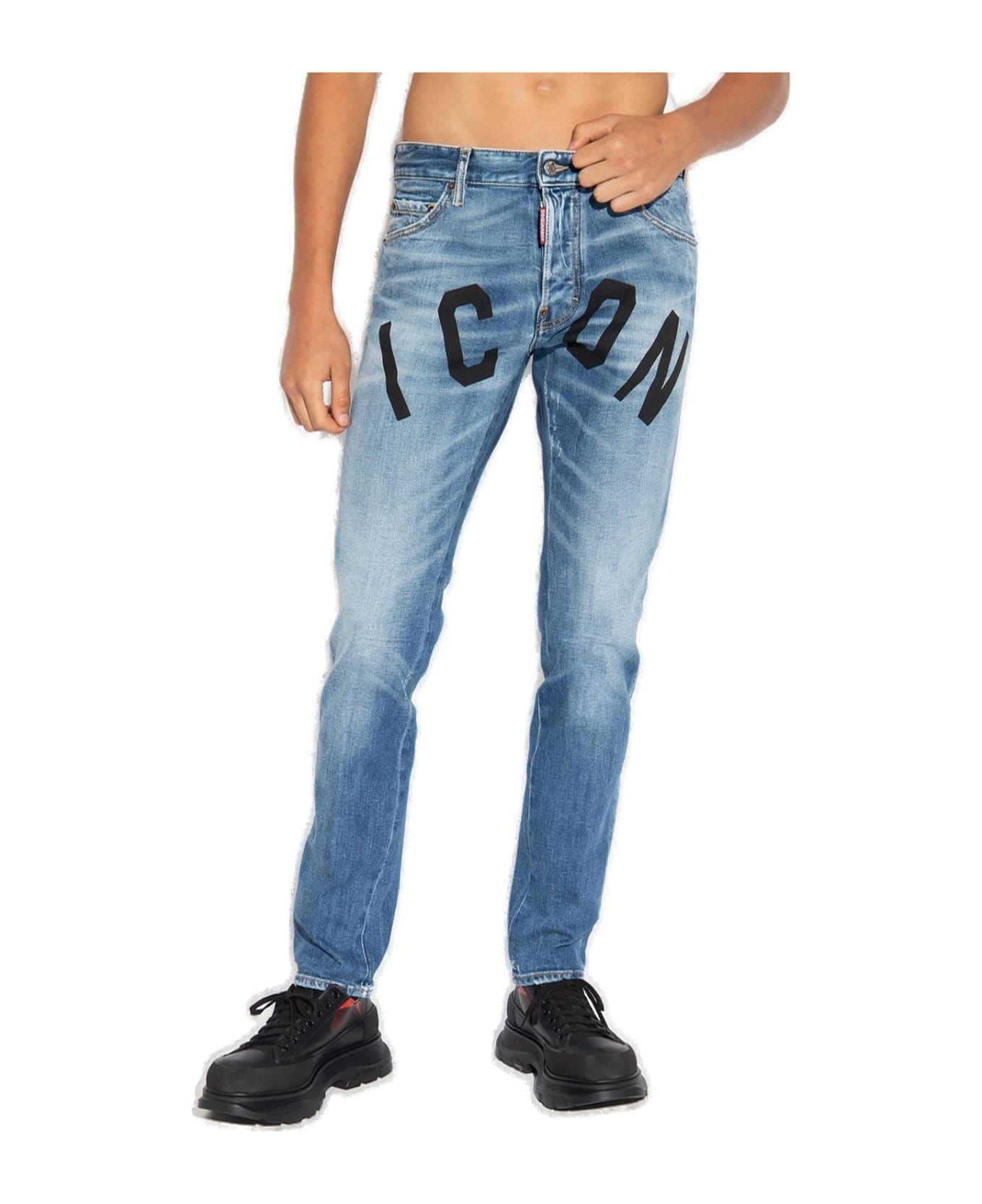 Dsquared2 Icon-printed Mid-rise Slim-cut Jeans - Denim