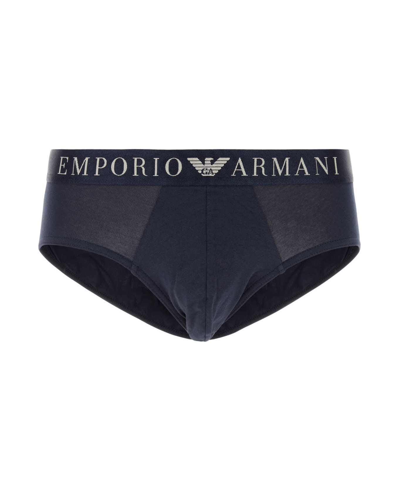 Emporio Armani Midnight Blue Stretch Cotton Brief - 00135