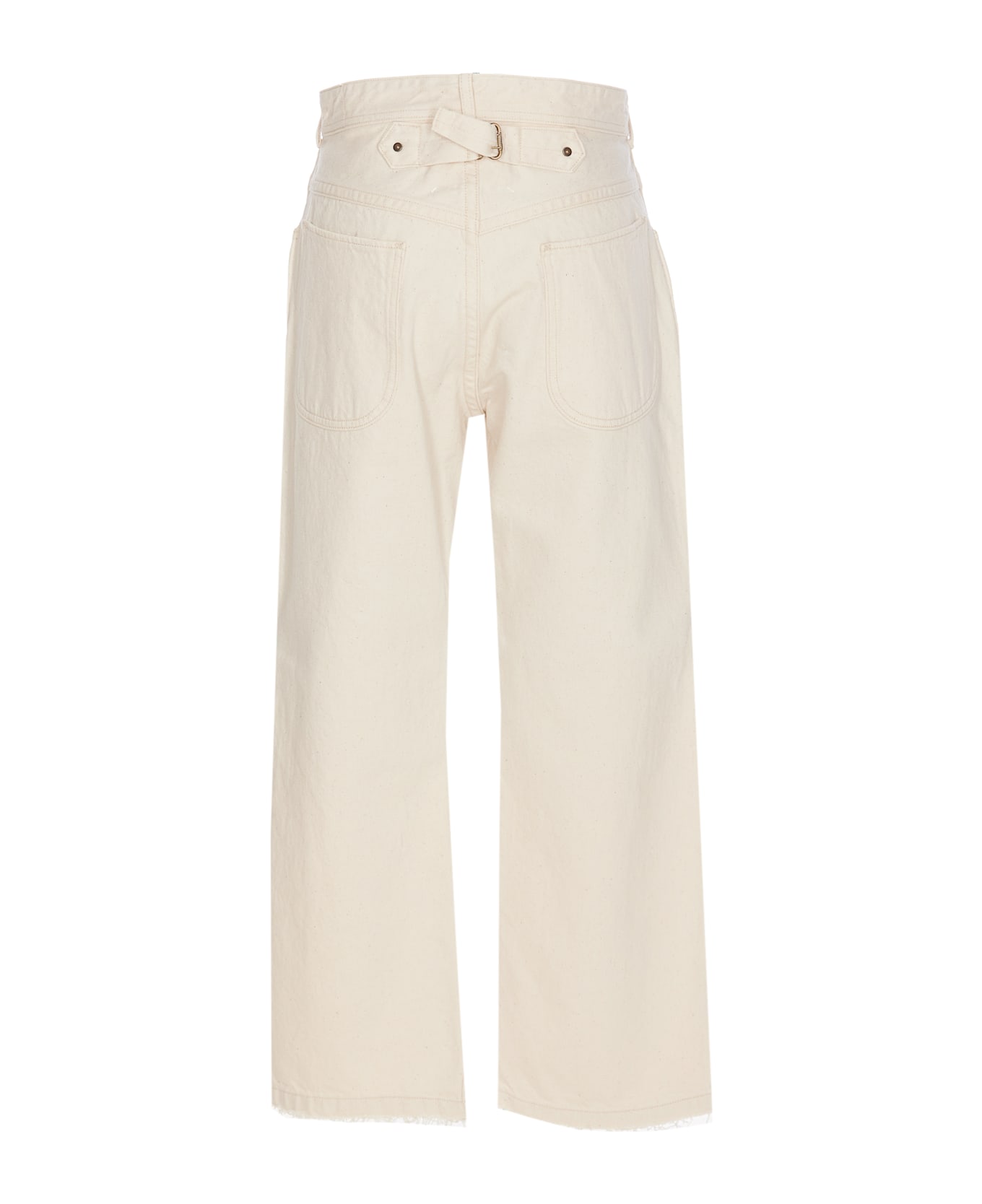 Maison Margiela 
cropped
 Beige Cotton Jeans - White