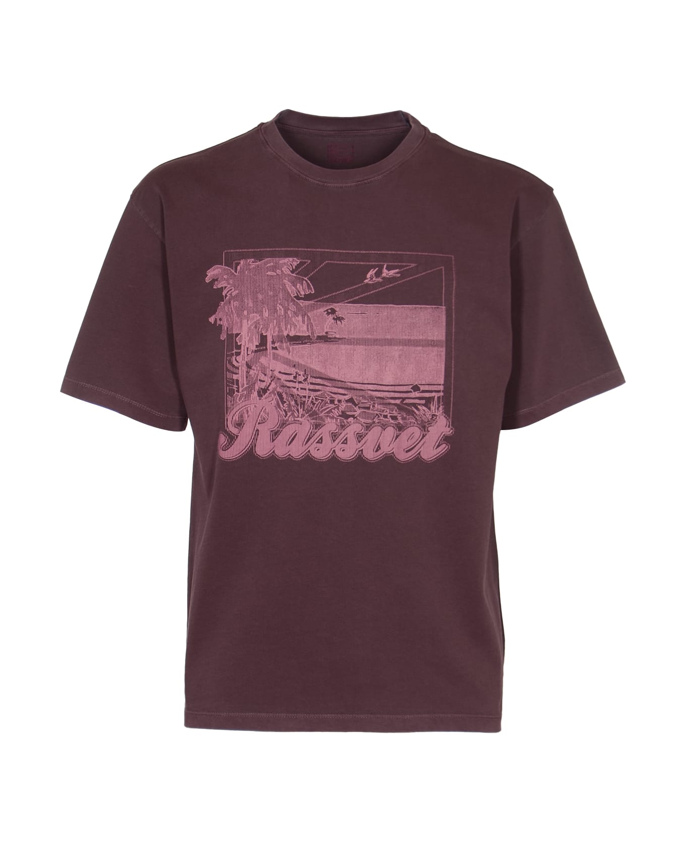 Rassvet Chest Logo Round Neck T-shirt - Burgundy シャツ