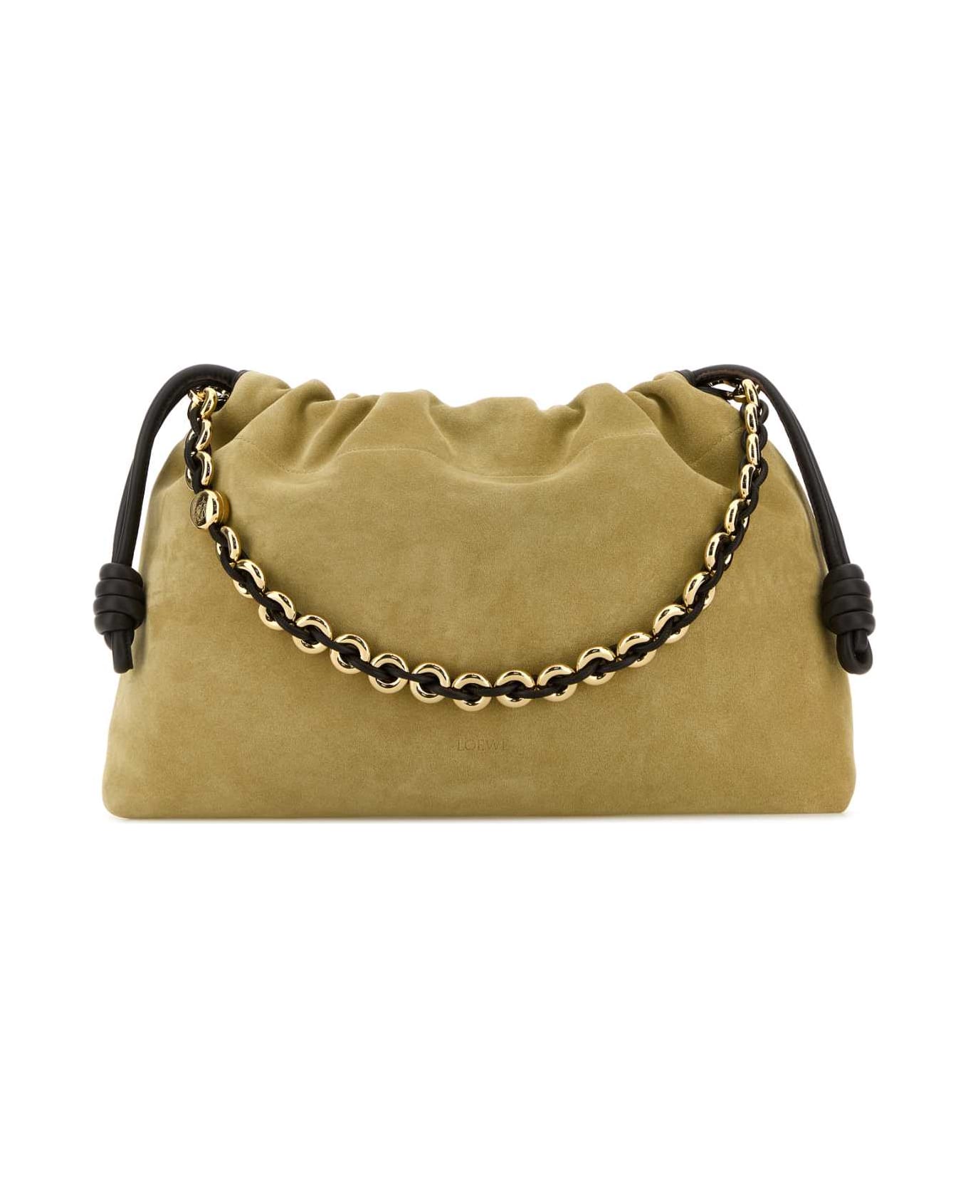 Loewe Gold Suede Large Flamenco Clutch - GOLD
