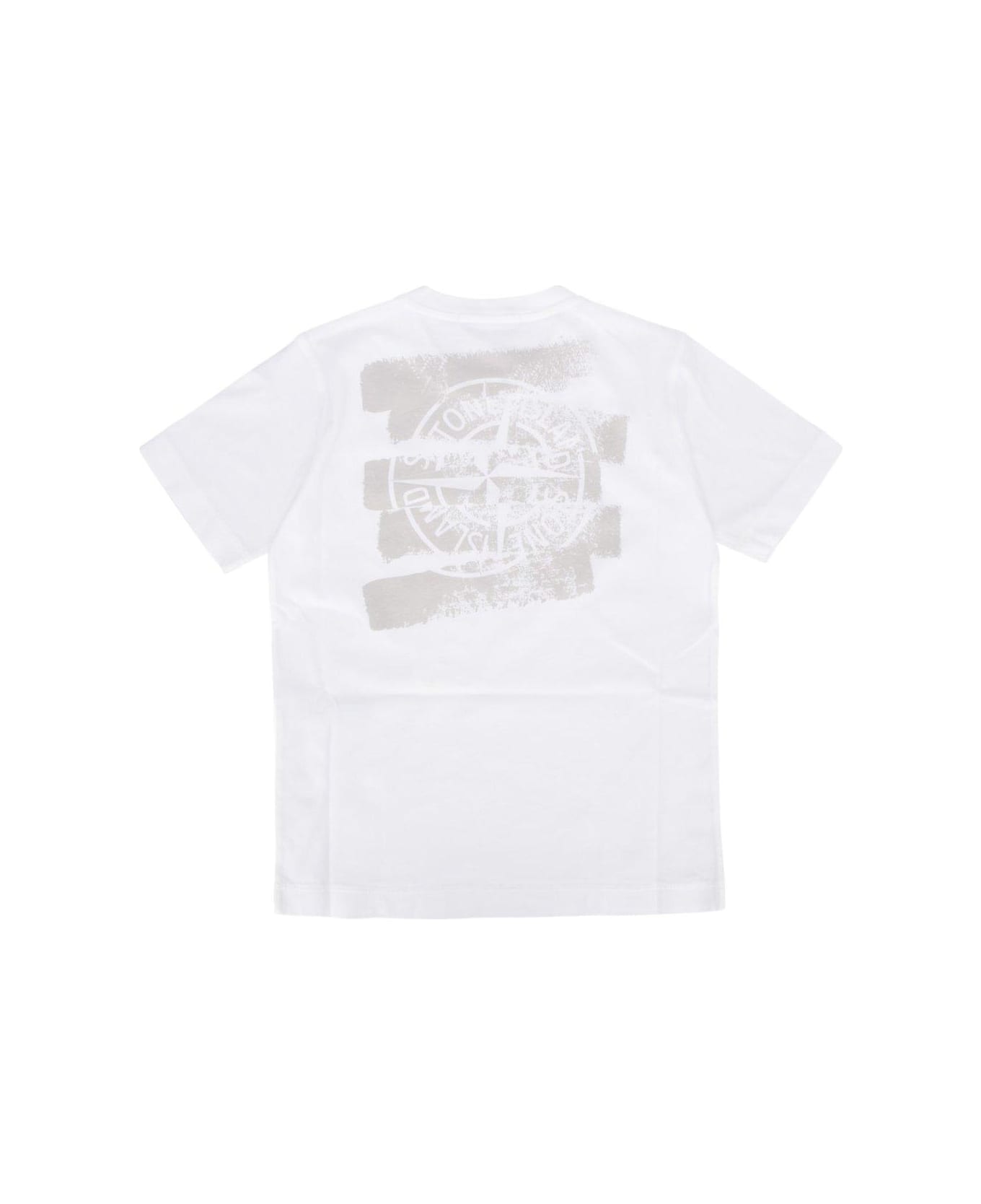 Stone Island Logo Printed Crewneck T-shirt - WHITE Tシャツ＆ポロシャツ