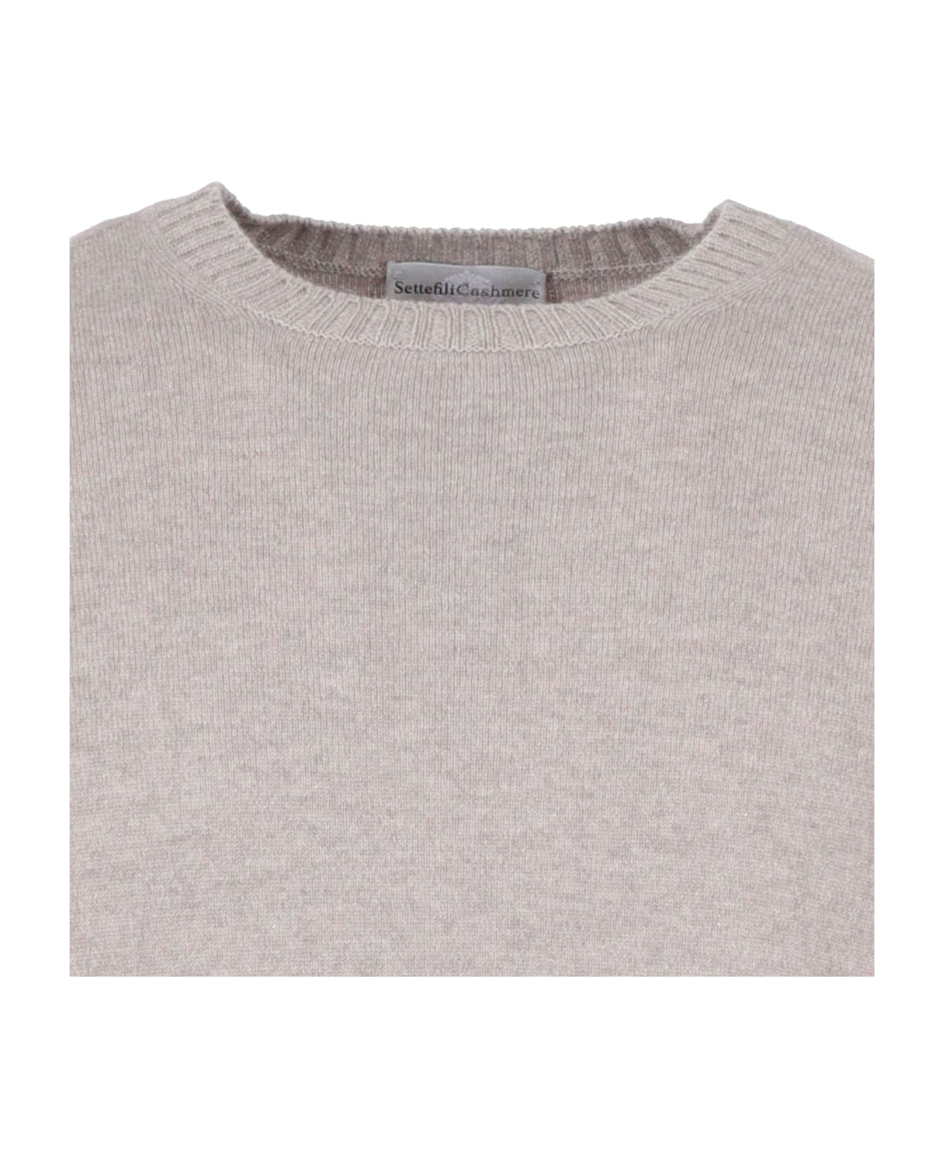 Settefili Cashmere French Shoulder Crew Neck Slim - BEIGE