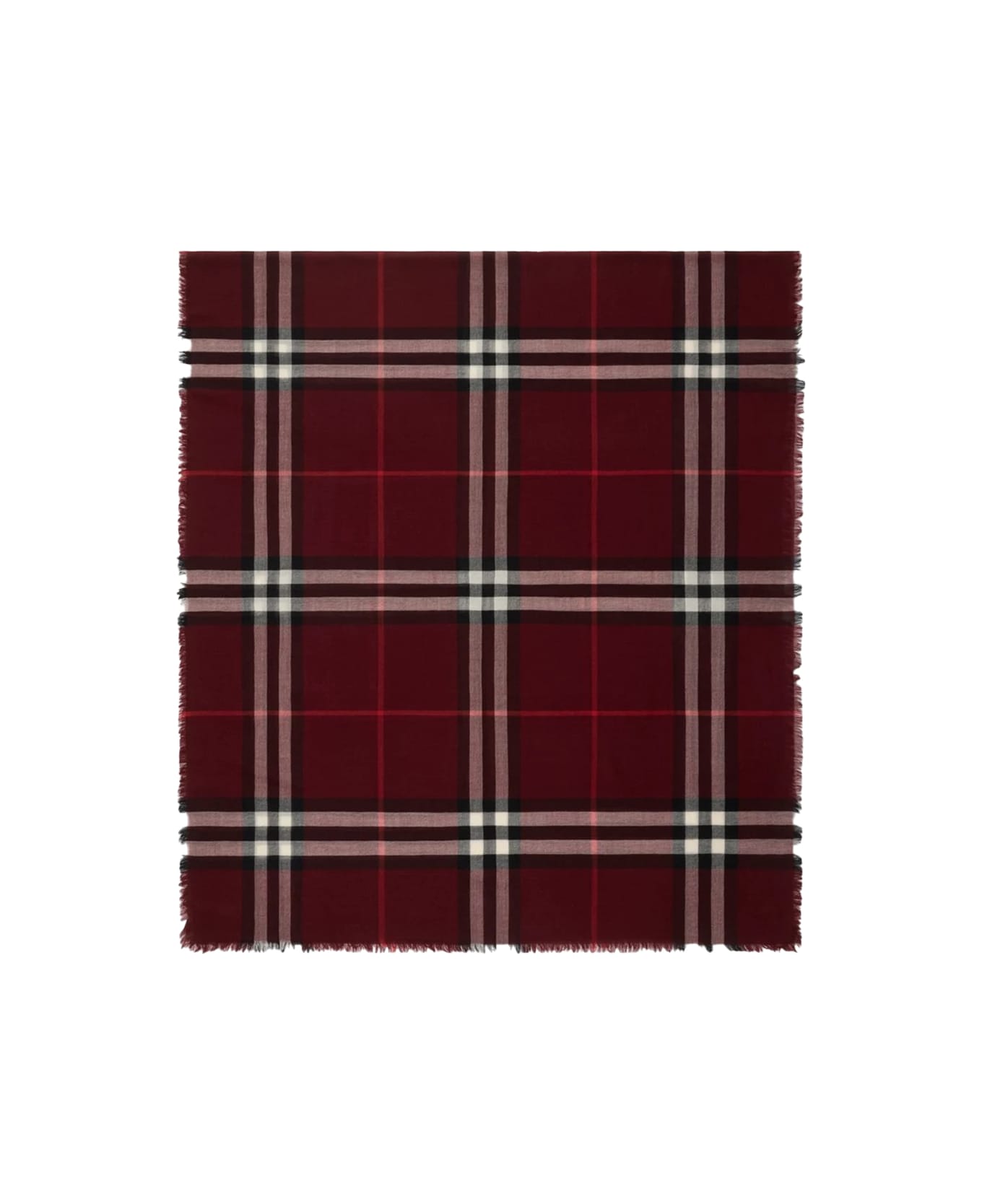 Burberry 
check
 Wool Scarf - Red