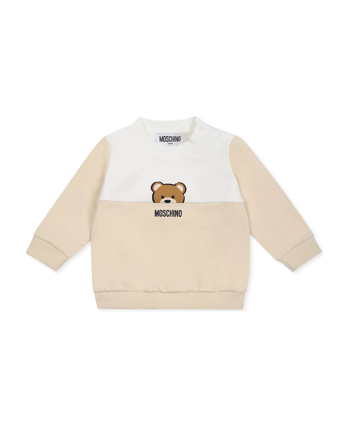 Moschino Beige Sweatshirt For Babykids With Teddy Bear - Beige