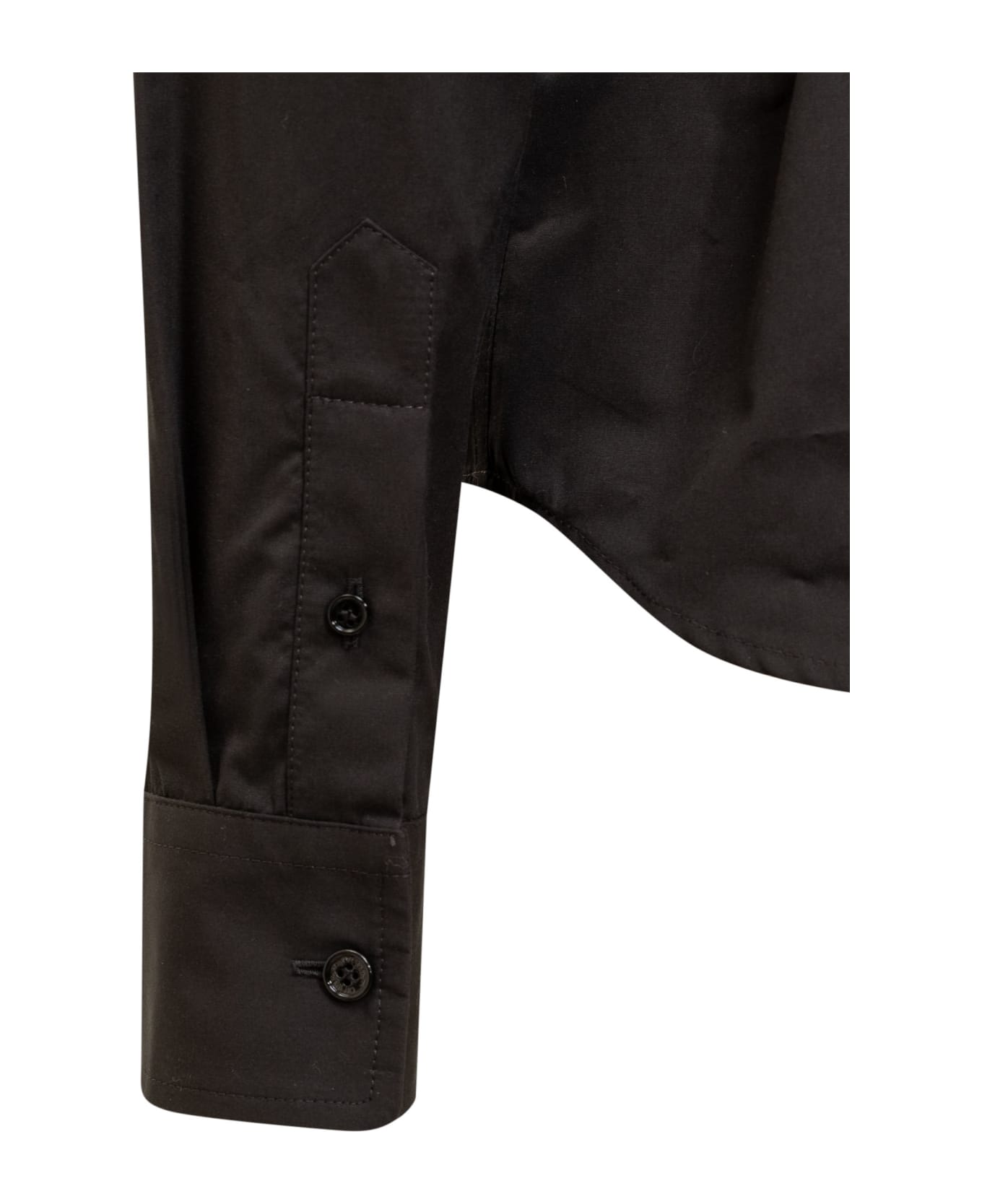Off-White Cotton Shirt With Crisscross Detail - BLACK