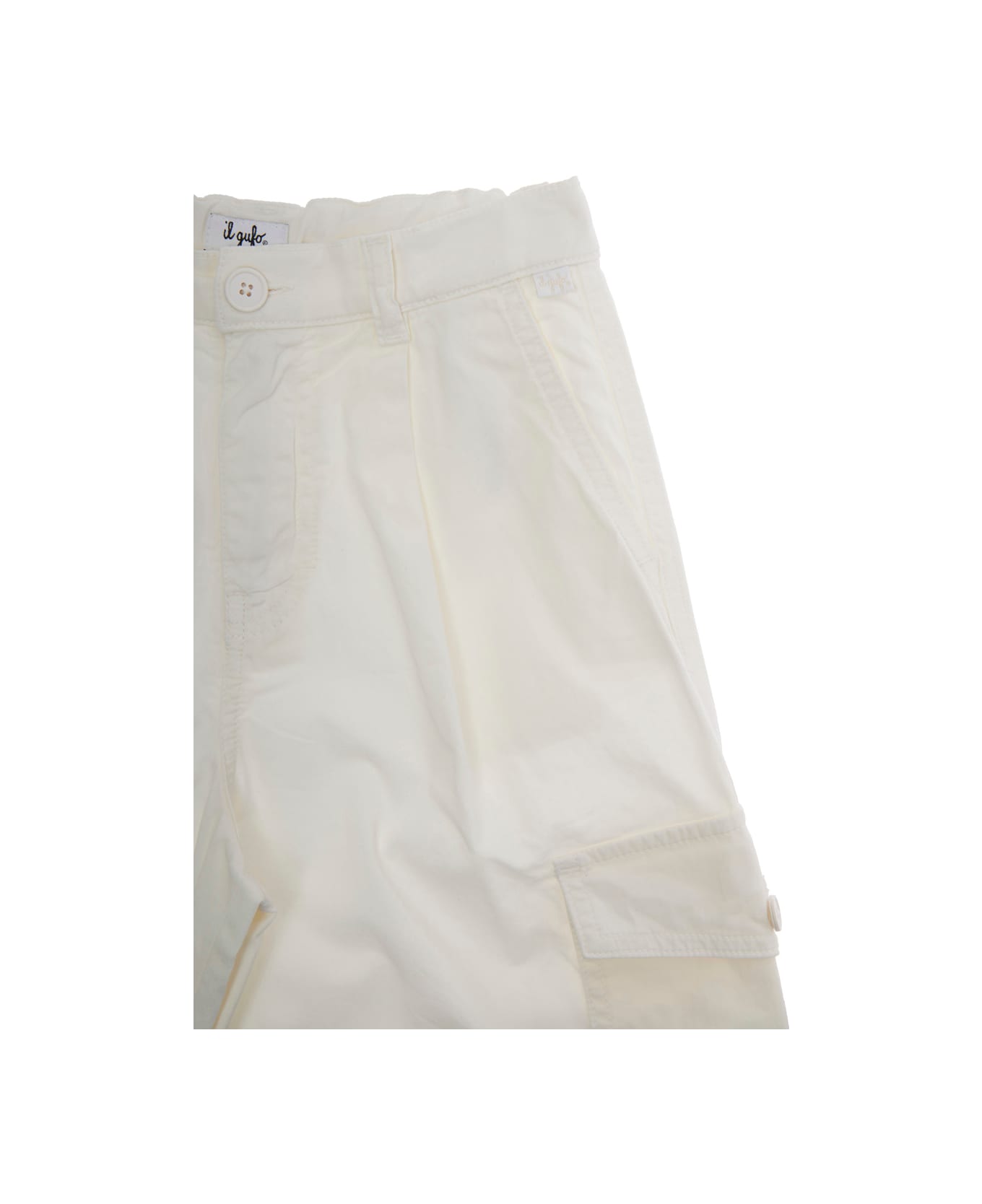 Il Gufo White Pants With Cargo Pockets On The Legs In Cotton Girl - White