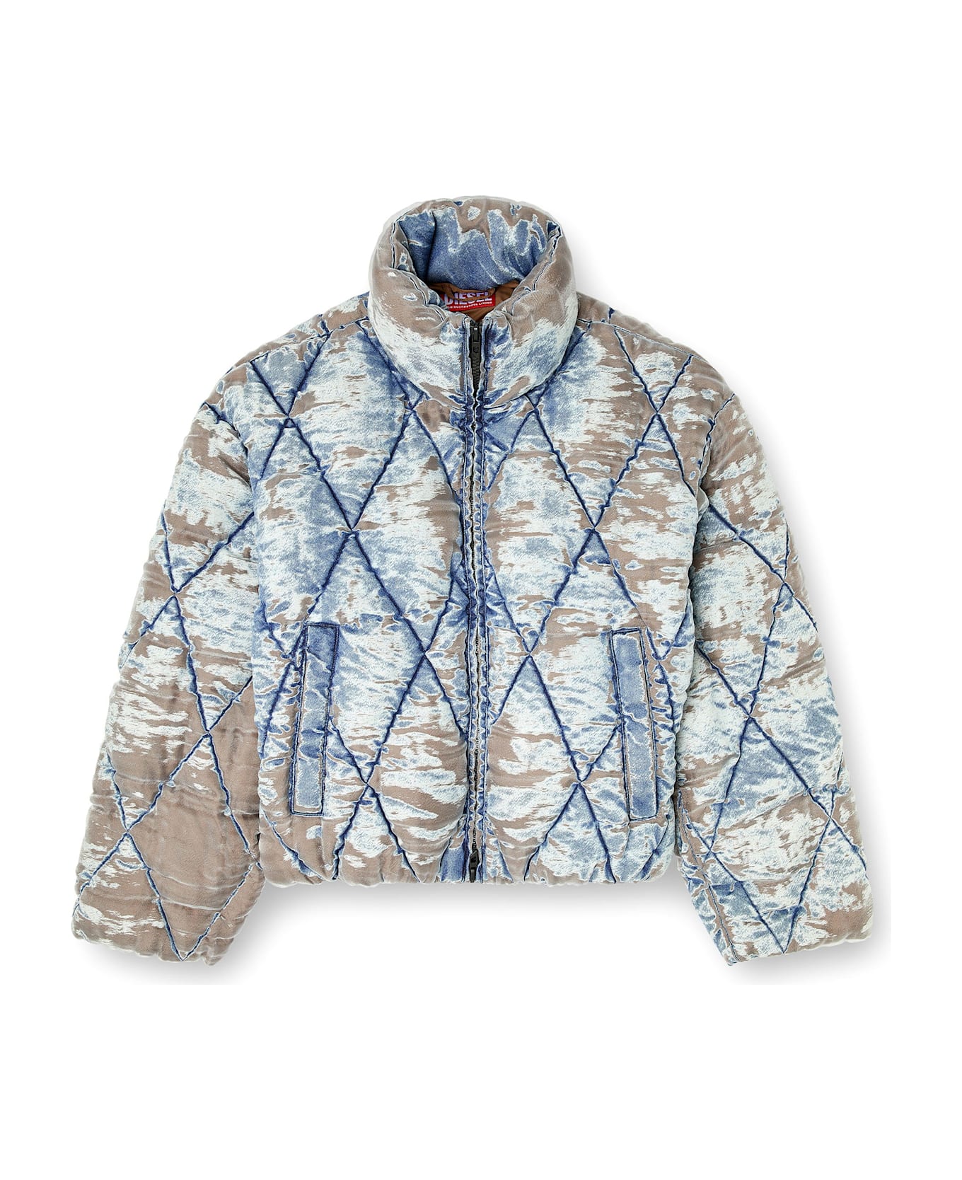 Diesel W-kons Down Jacket With Distressed Effect - Light Blue