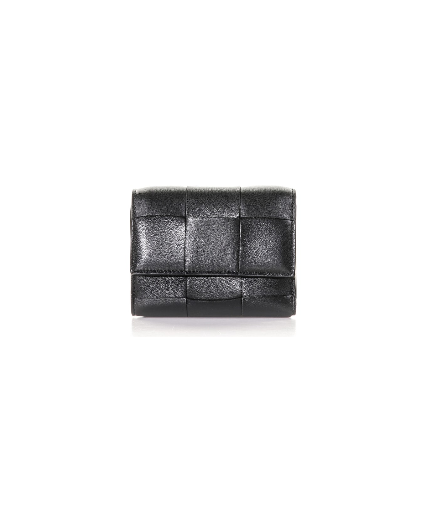 Bottega Veneta Trifold Zip Wallet - BLACK