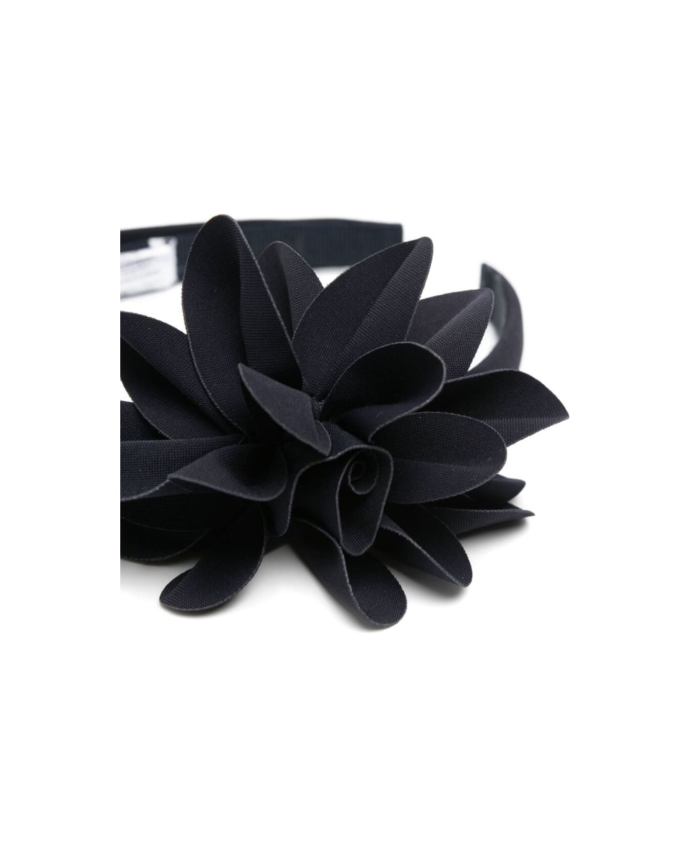 Il Gufo Black Headband With Flower Application In Fabric Girl - Blu