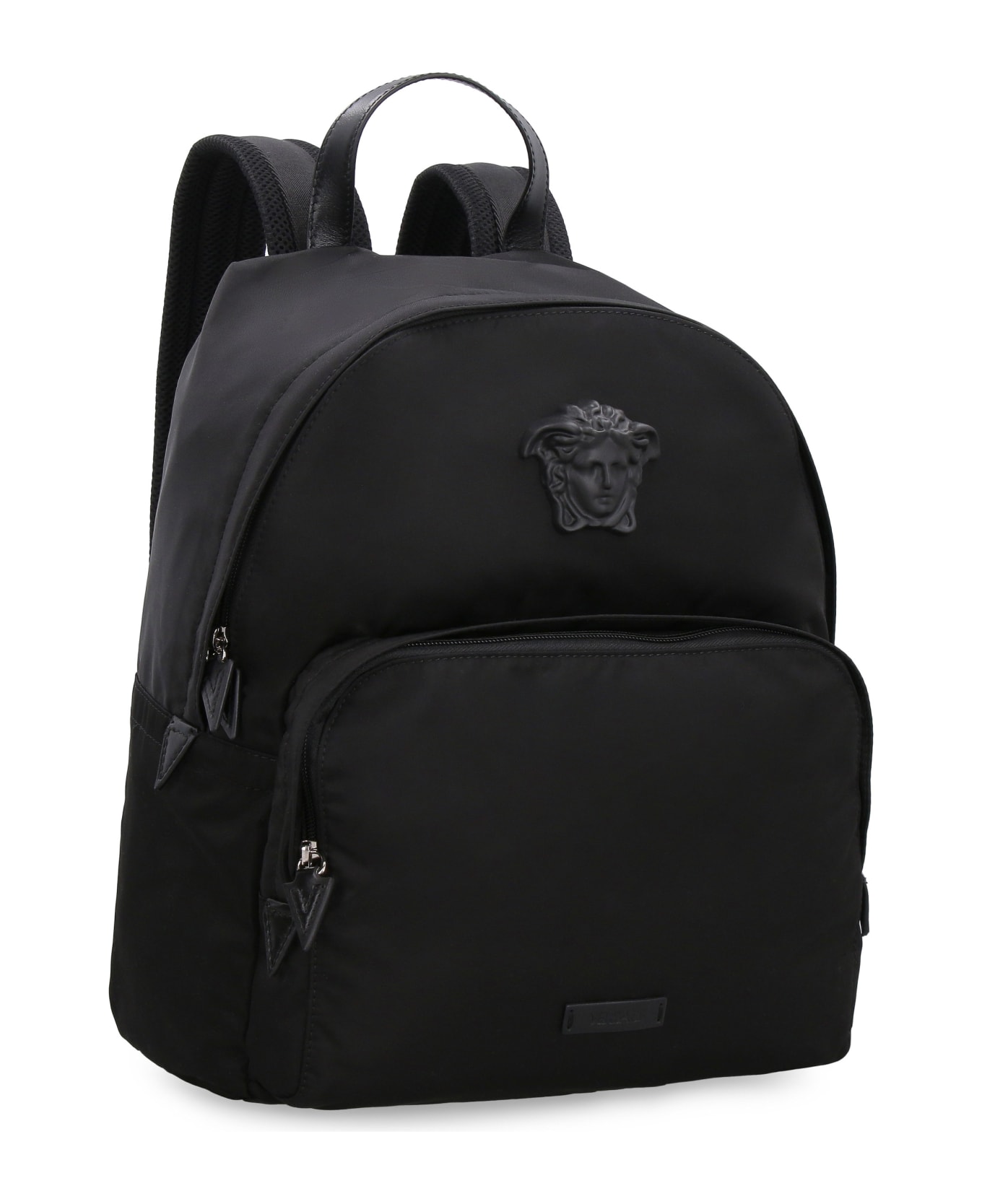 Versace Logo Detail Nylon Backpack - black
