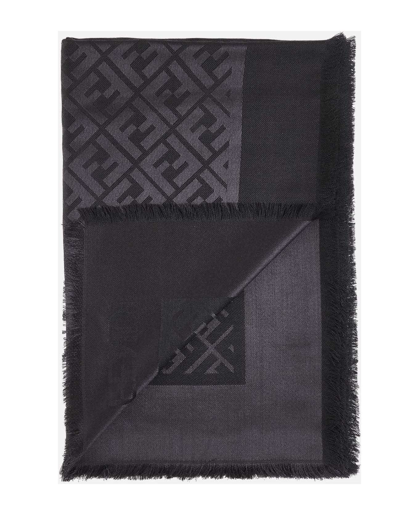 Fendi Ff Silk And Wool Shawl - AUBERGINE