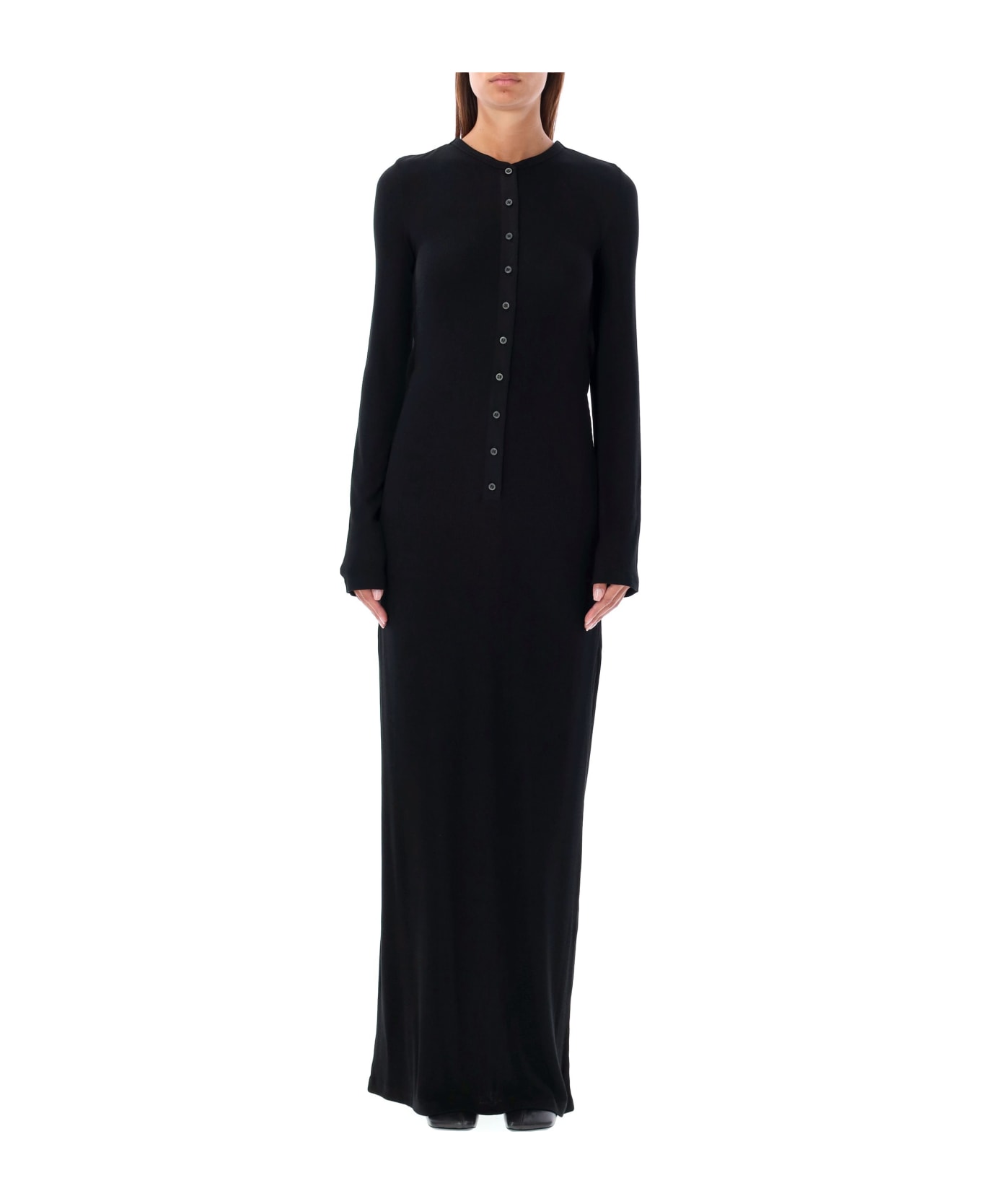 Acne Studios Etrixie Ribbed Long Dress - BLACK