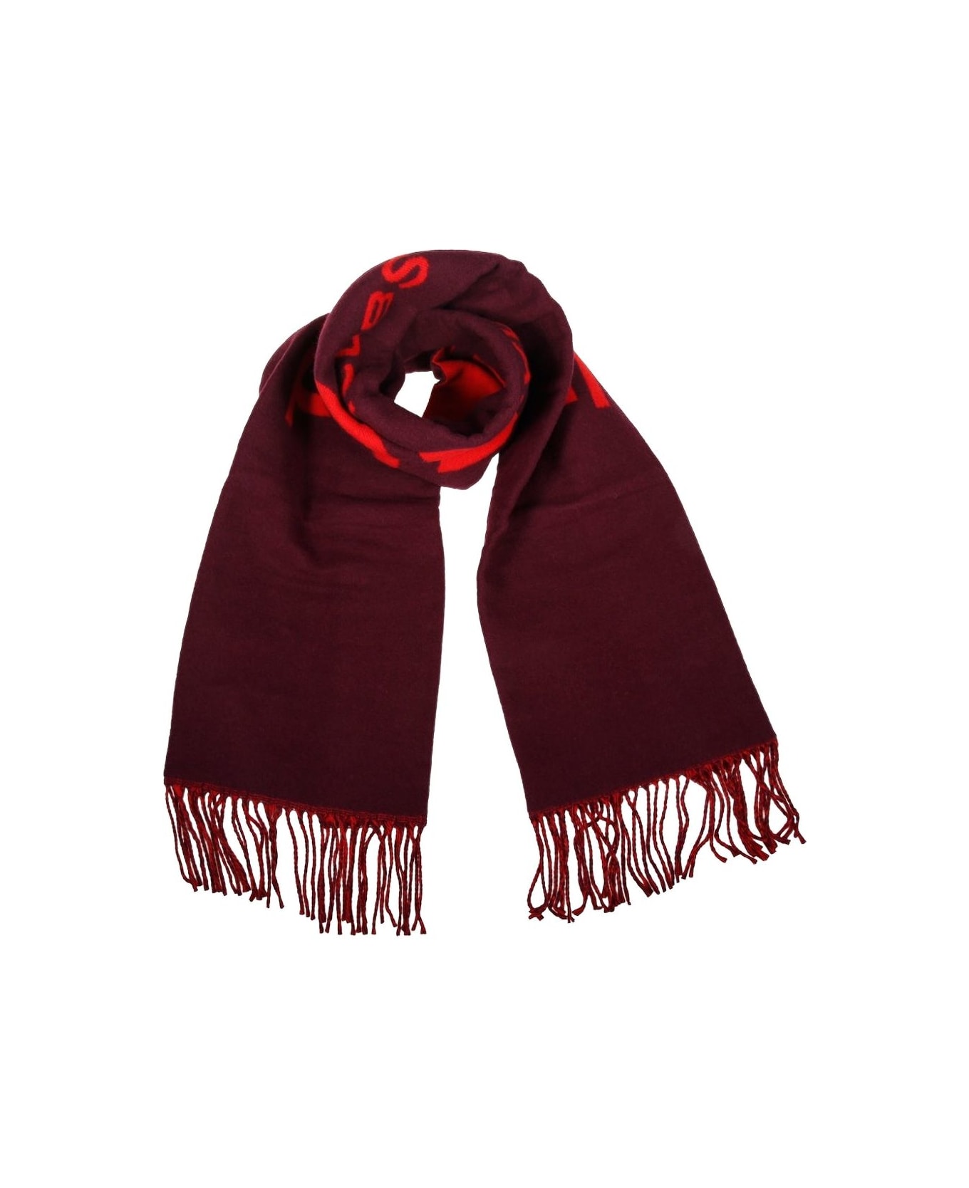 Marc Jacobs Red Wool Blend Fringed Scarf - Purple