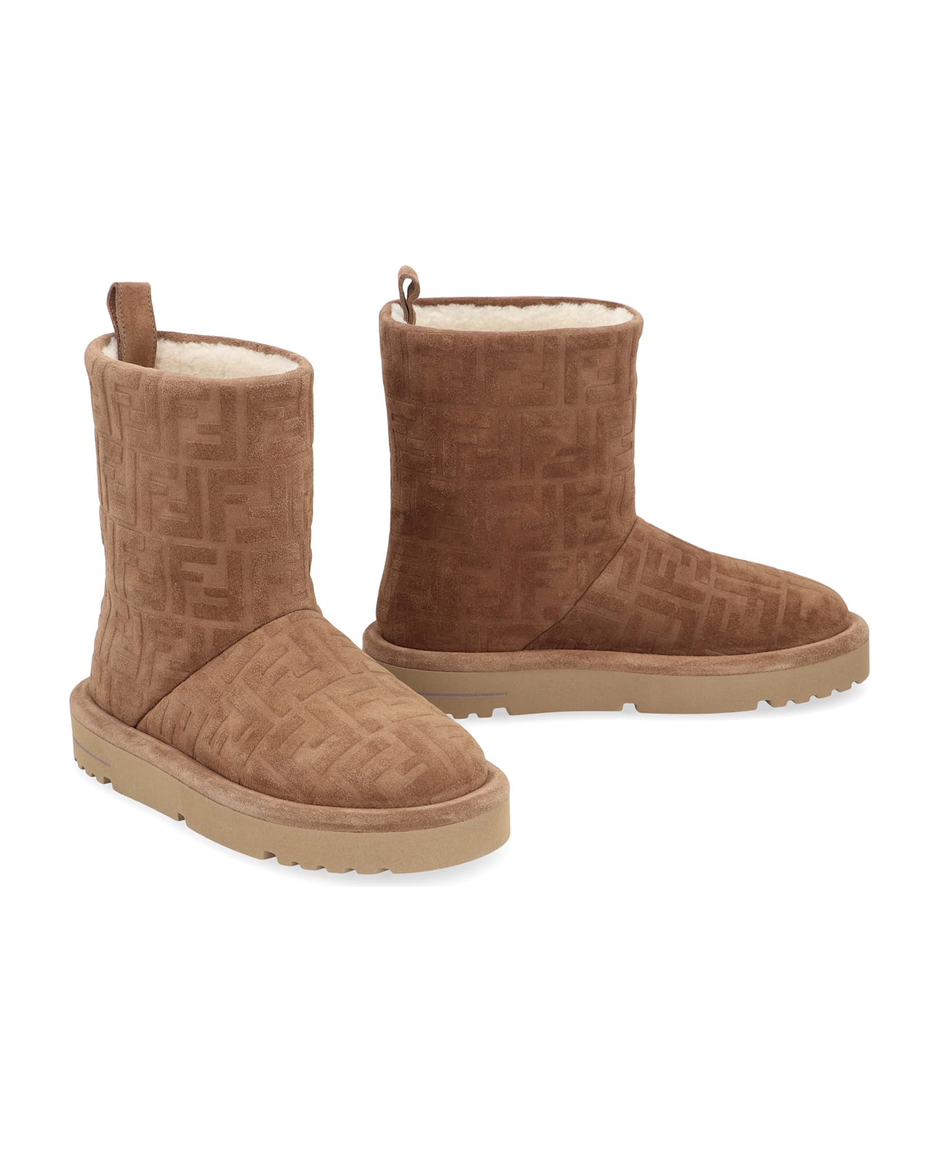 Fendi Low Boots Apres Chic In Suede - brown