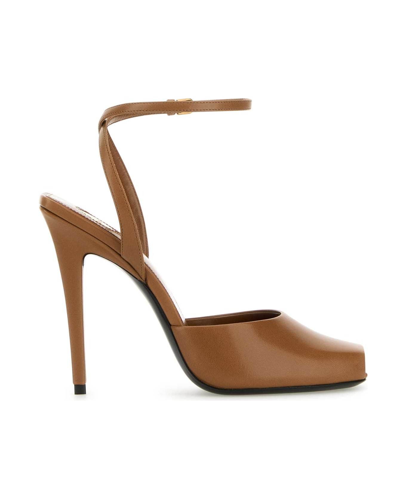 Saint Laurent Biscuit Leather Le Scandal Sandals - DARKMACADAMIA