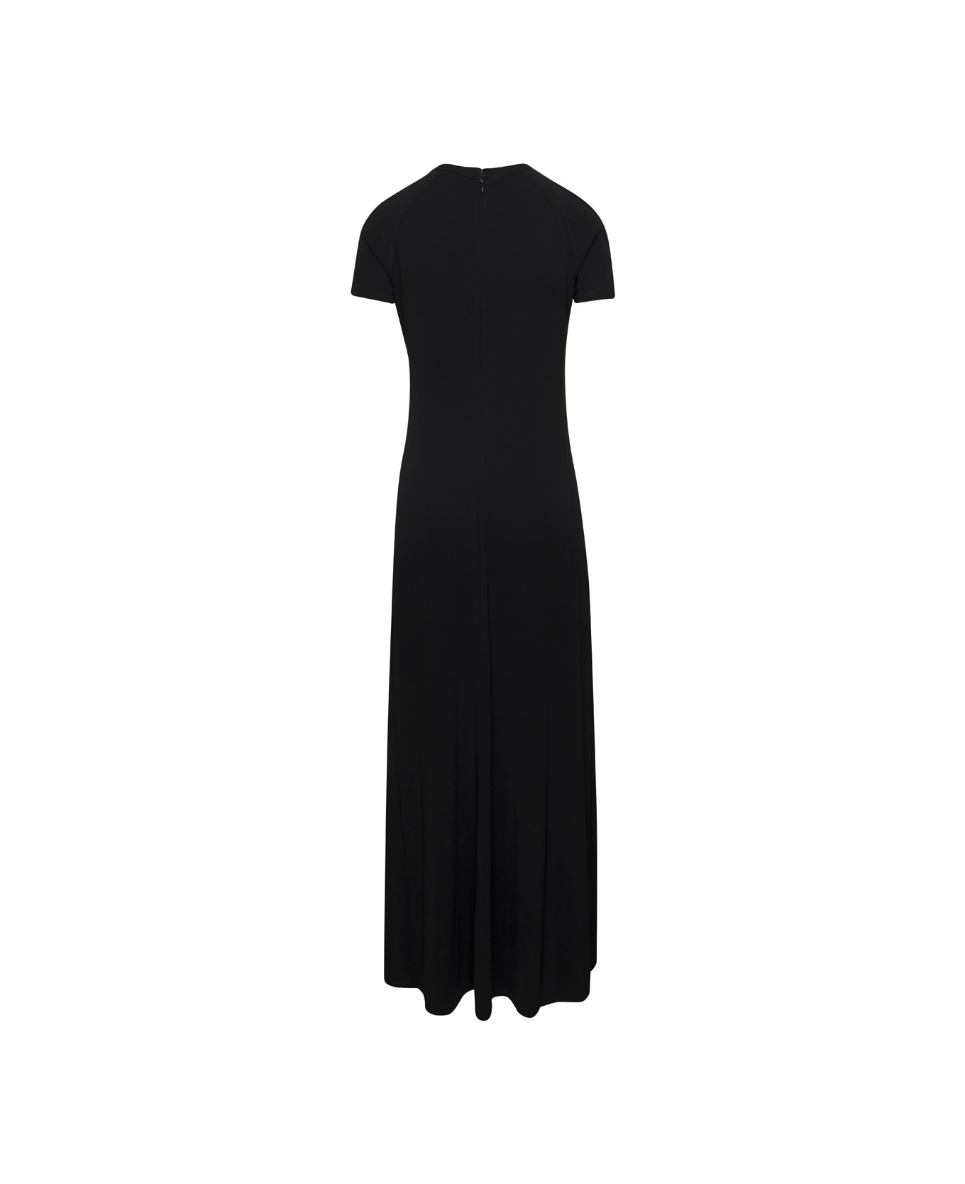 Totême Black Crewneck Fluid Maxi Dress In Viscose Woman - Black