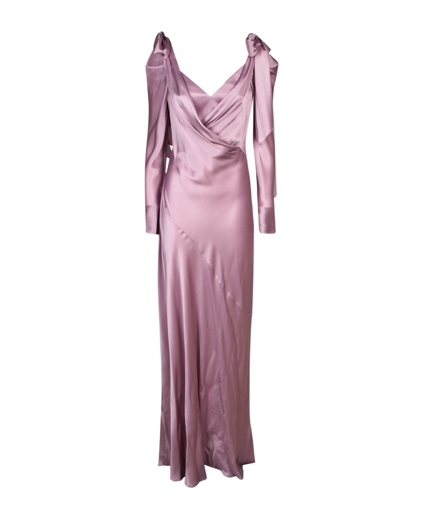 Alberta Ferretti Antique Pink Satin Long Dress - Pink
