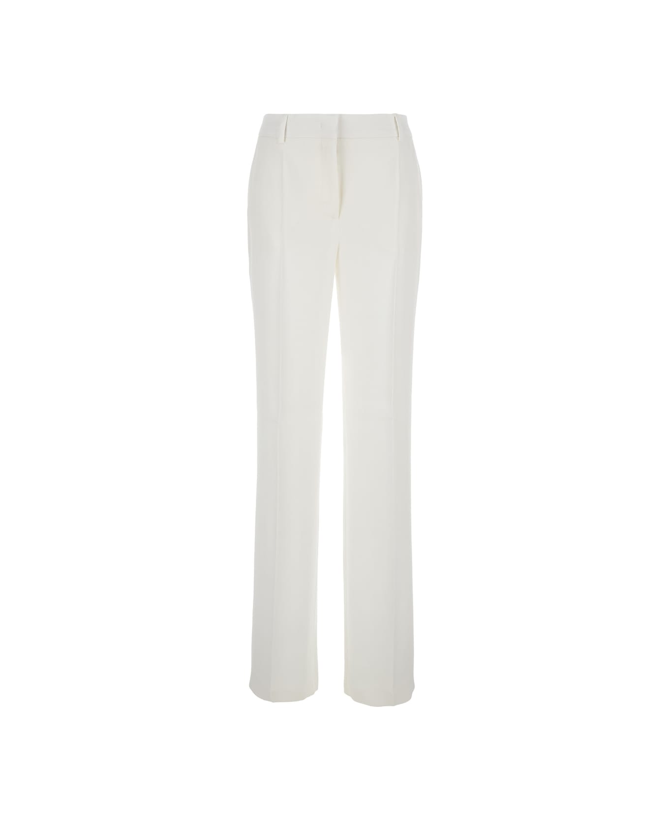 Alberta Ferretti White High Waist Pants With Concealed Closure In Silk Blend Woman - White