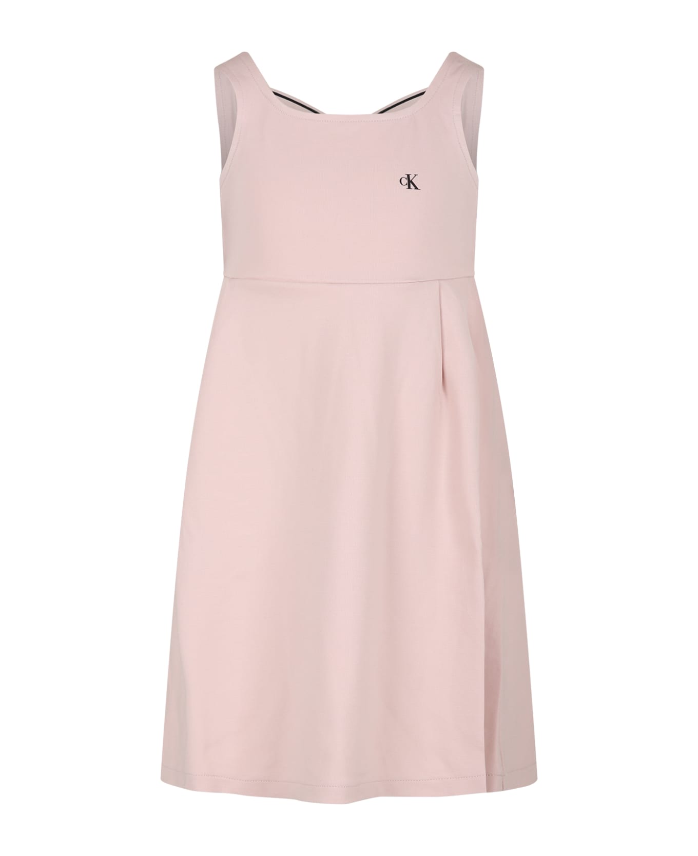 Calvin Klein Pink Dress For Girl With Logo - Pink