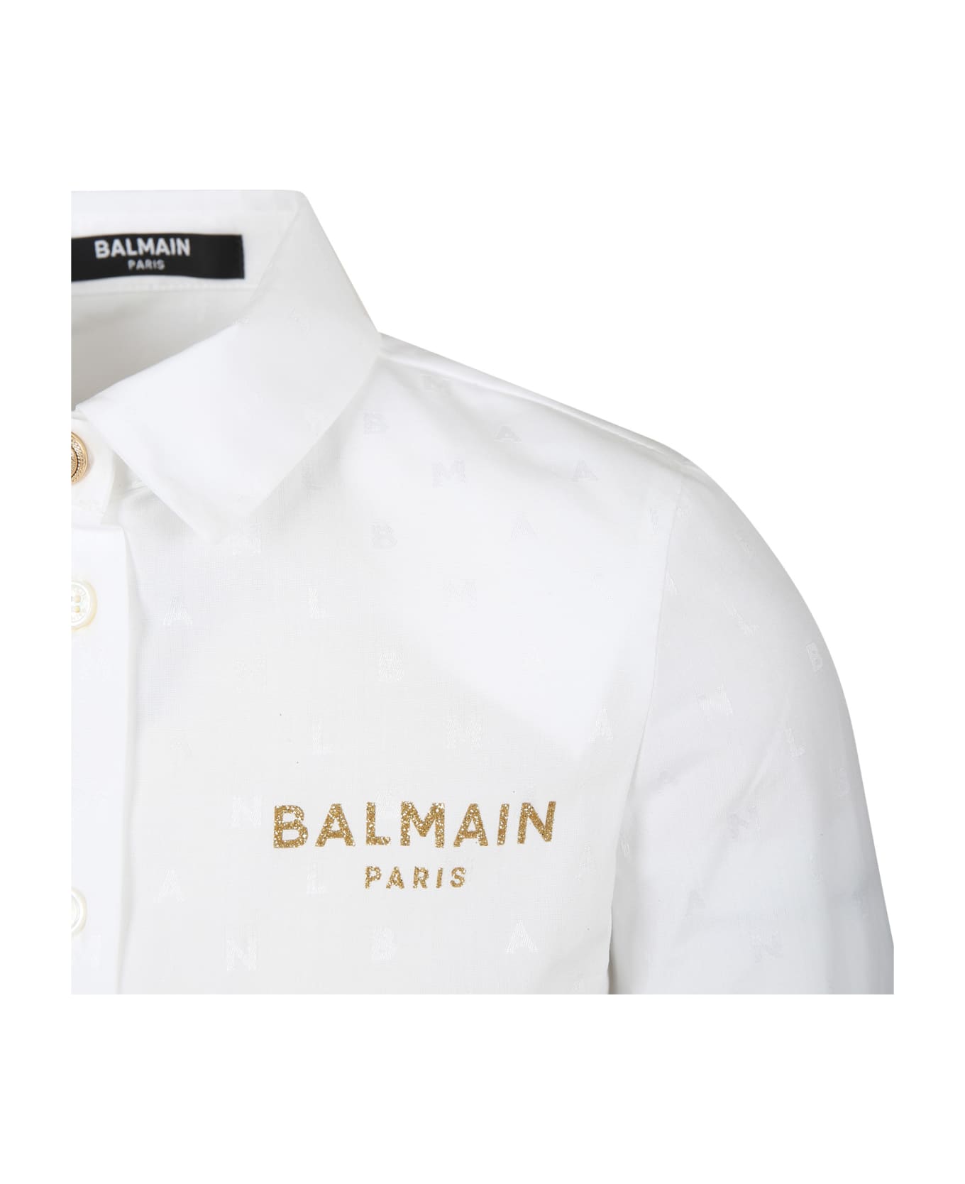 Balmain White Shirt For Girl With Logo - White
