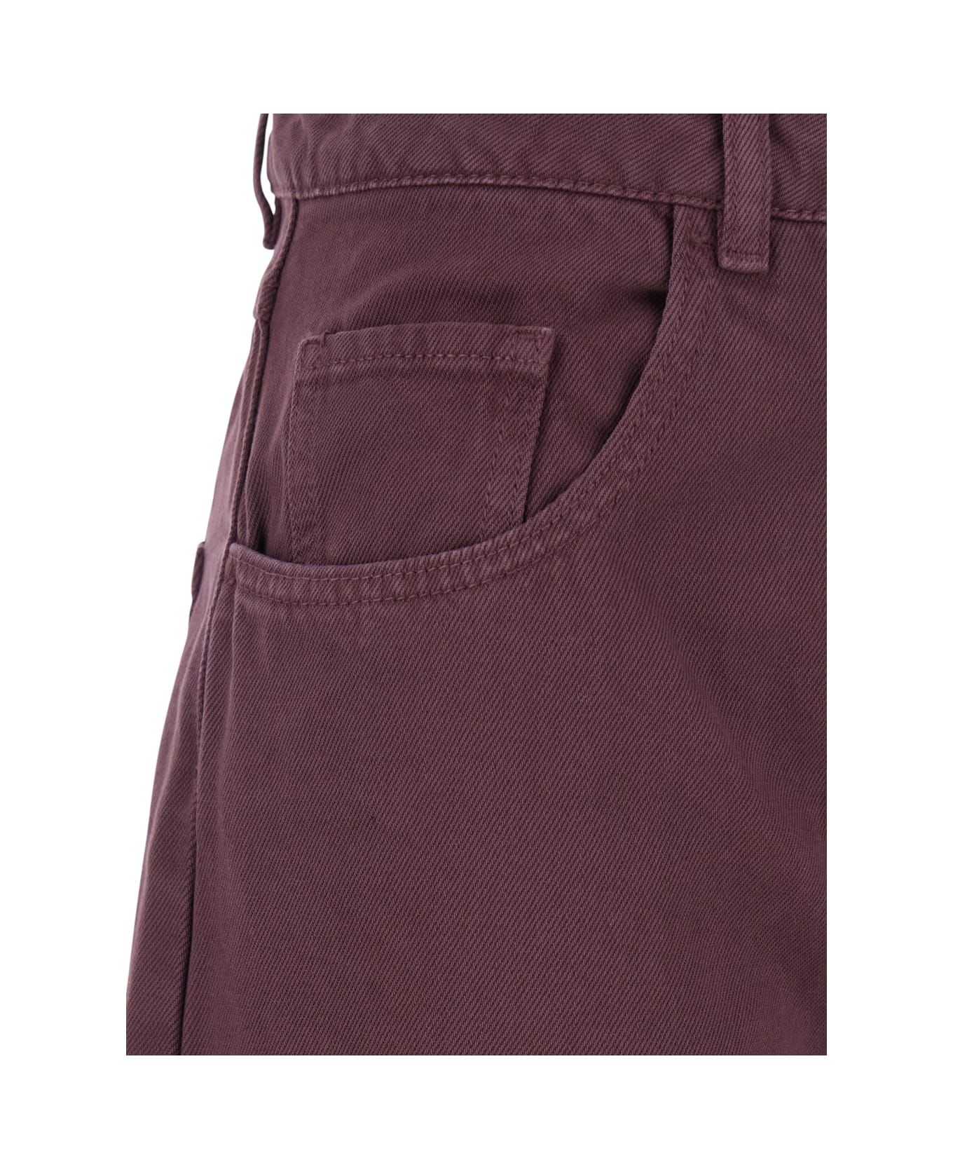 Icon Denim 
poppy
 Bordeaux Wide Jeans With Logo Patch In Denim Woman - Bordeaux