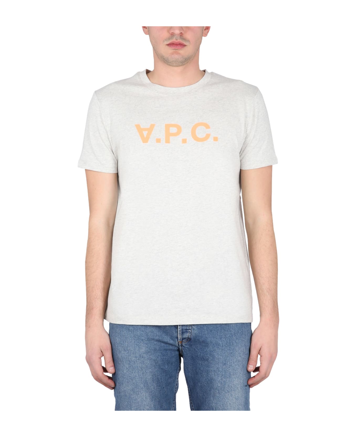 A.P.C. T-shirt With V.p.c Logo - Tav Ecru Chine Orange