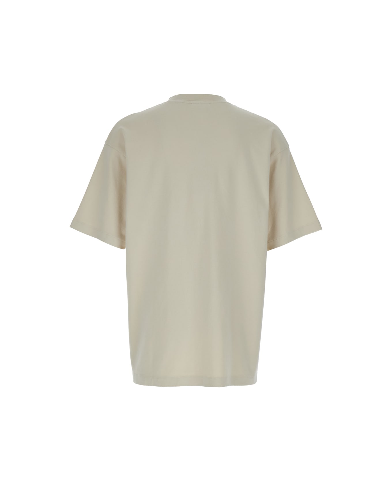 Drôle de Monsieur 'slogan Classique' Beige Classic T-shirt With Logo Print In Cotton Blend Man - Mastic