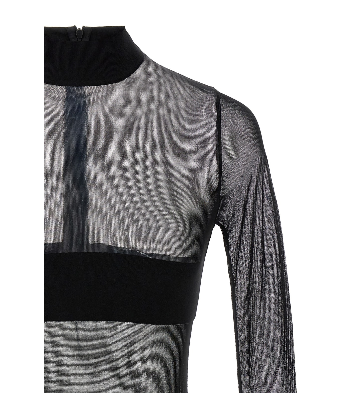 Monot Transparent Knit Mini Dress - Black  