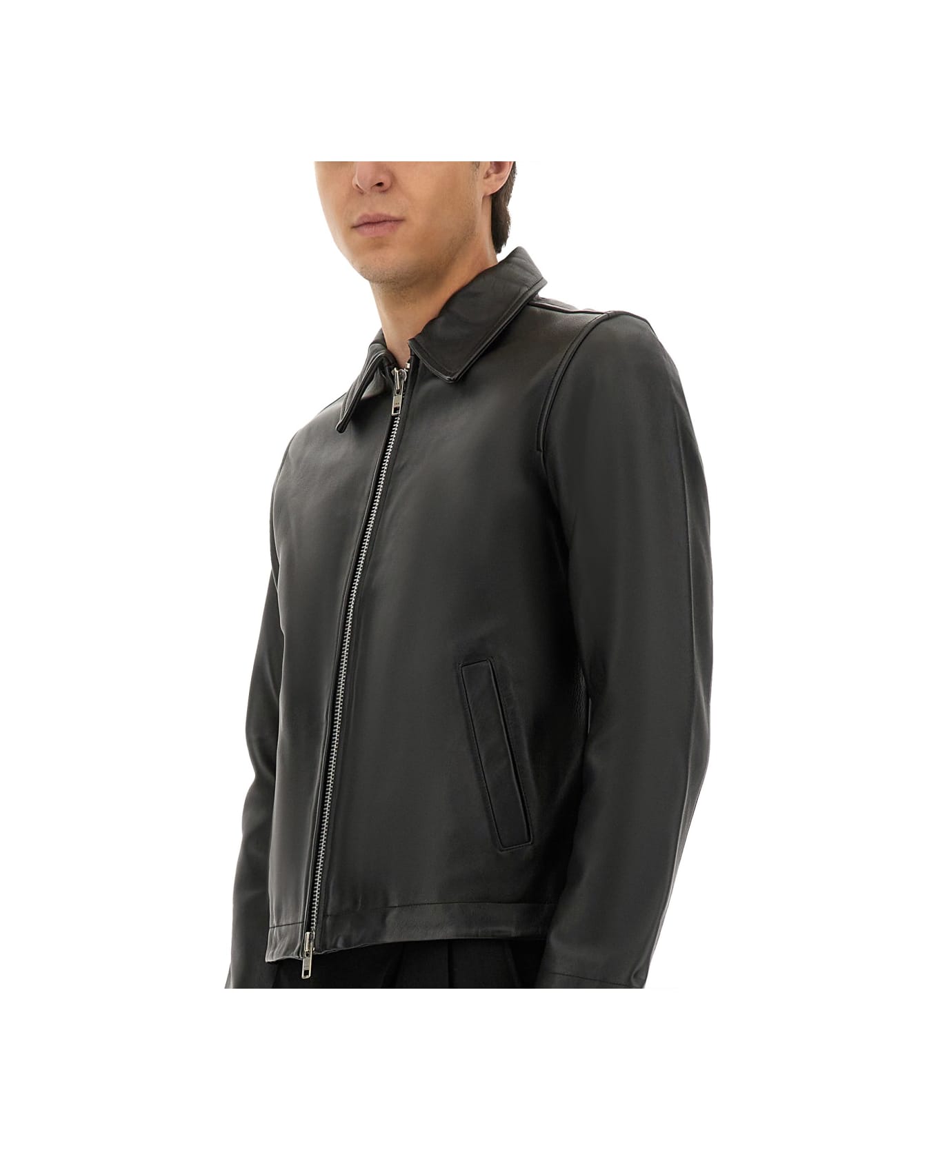 Sunflower Short Leather Jacket - BLACK
