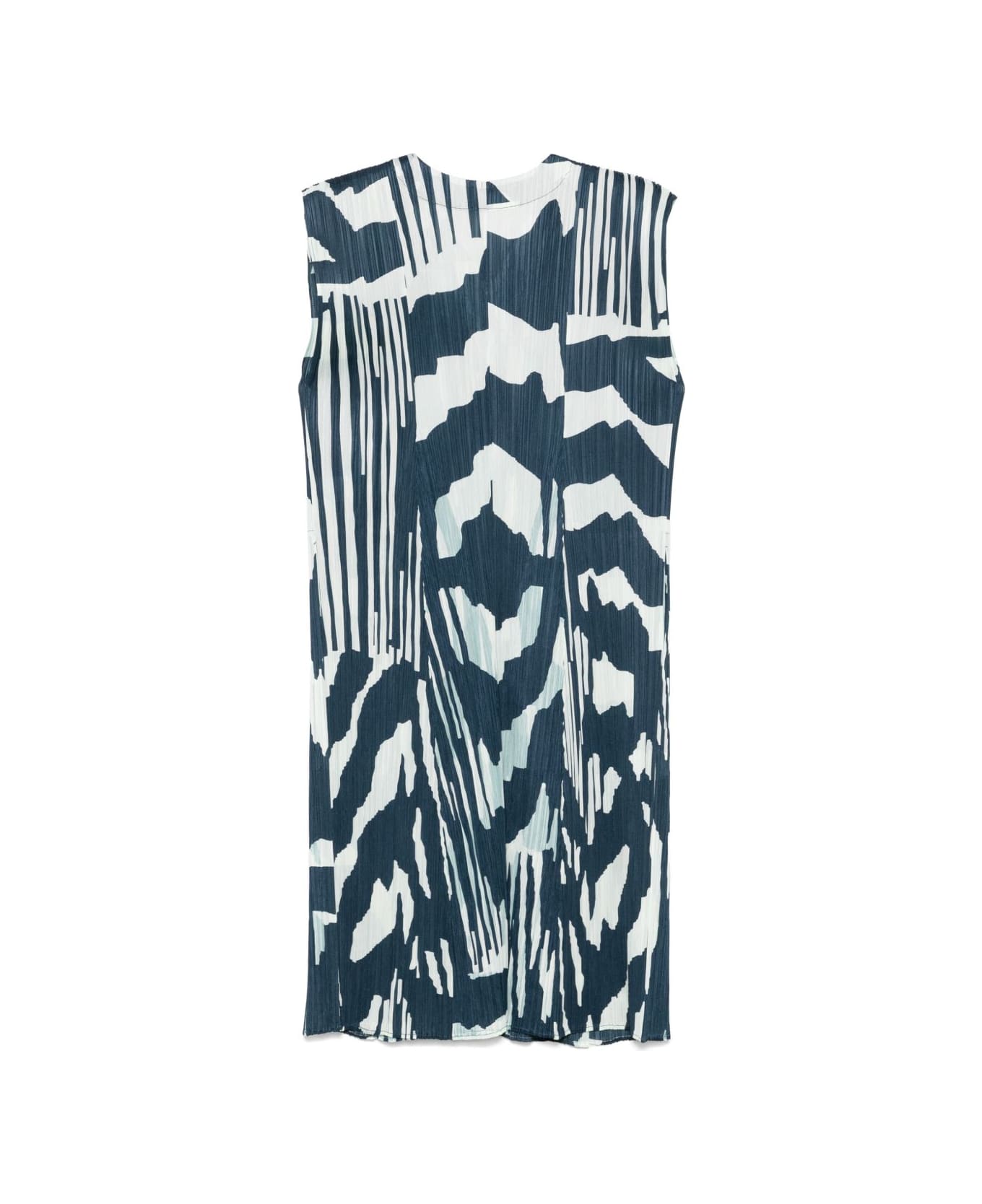 Pleats Please Issey Miyake Printed Pleated Vest - Blue