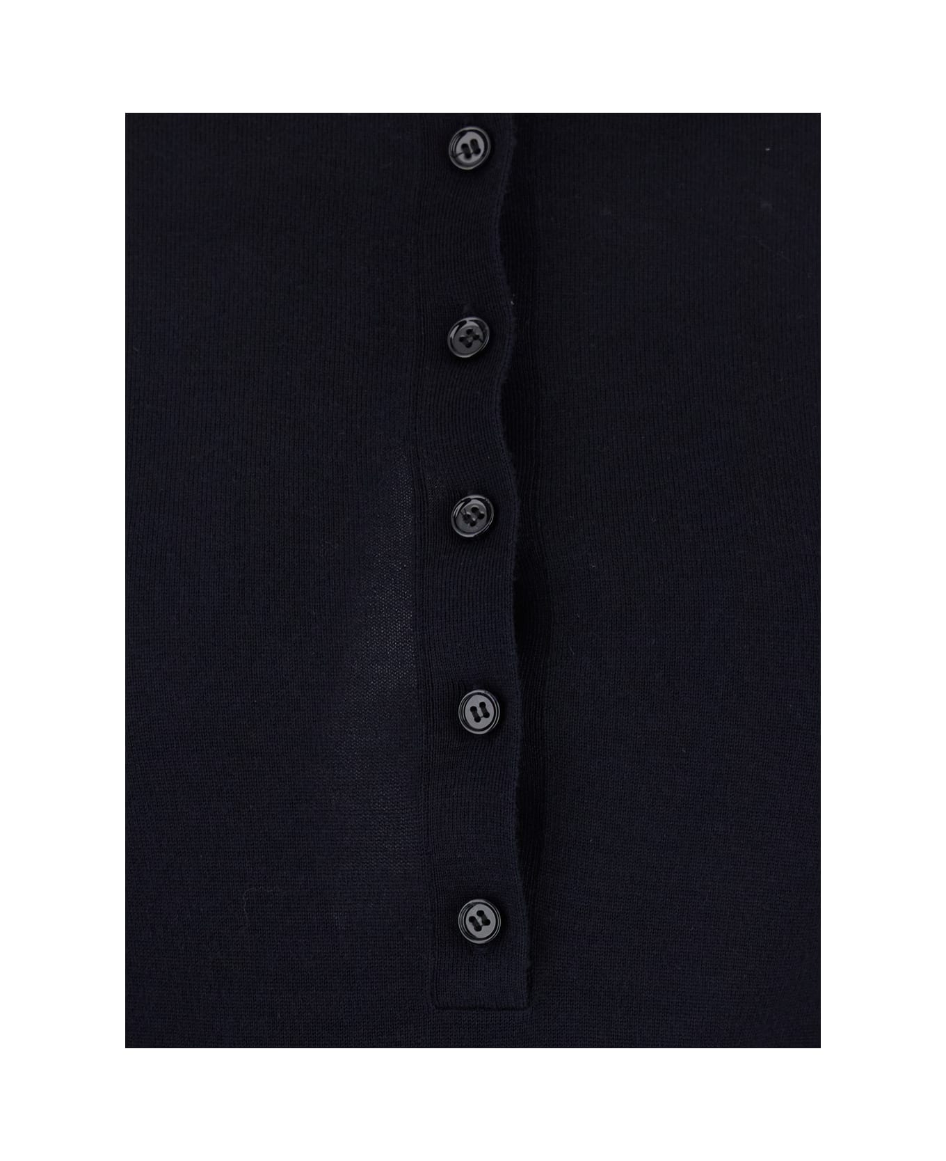 Allude Black Polo Style Sweater With Classic Collar In Wool Woman - Black