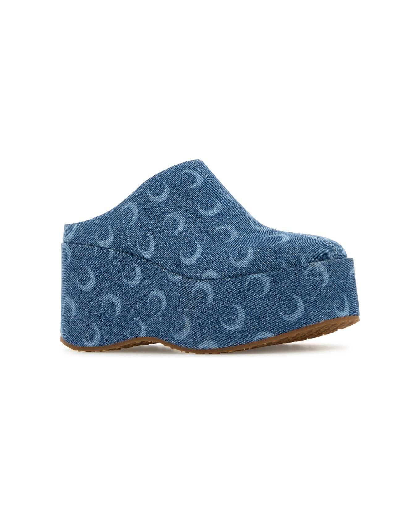 Marine Serre Printed Denim Clogs - LIGHTBLUE