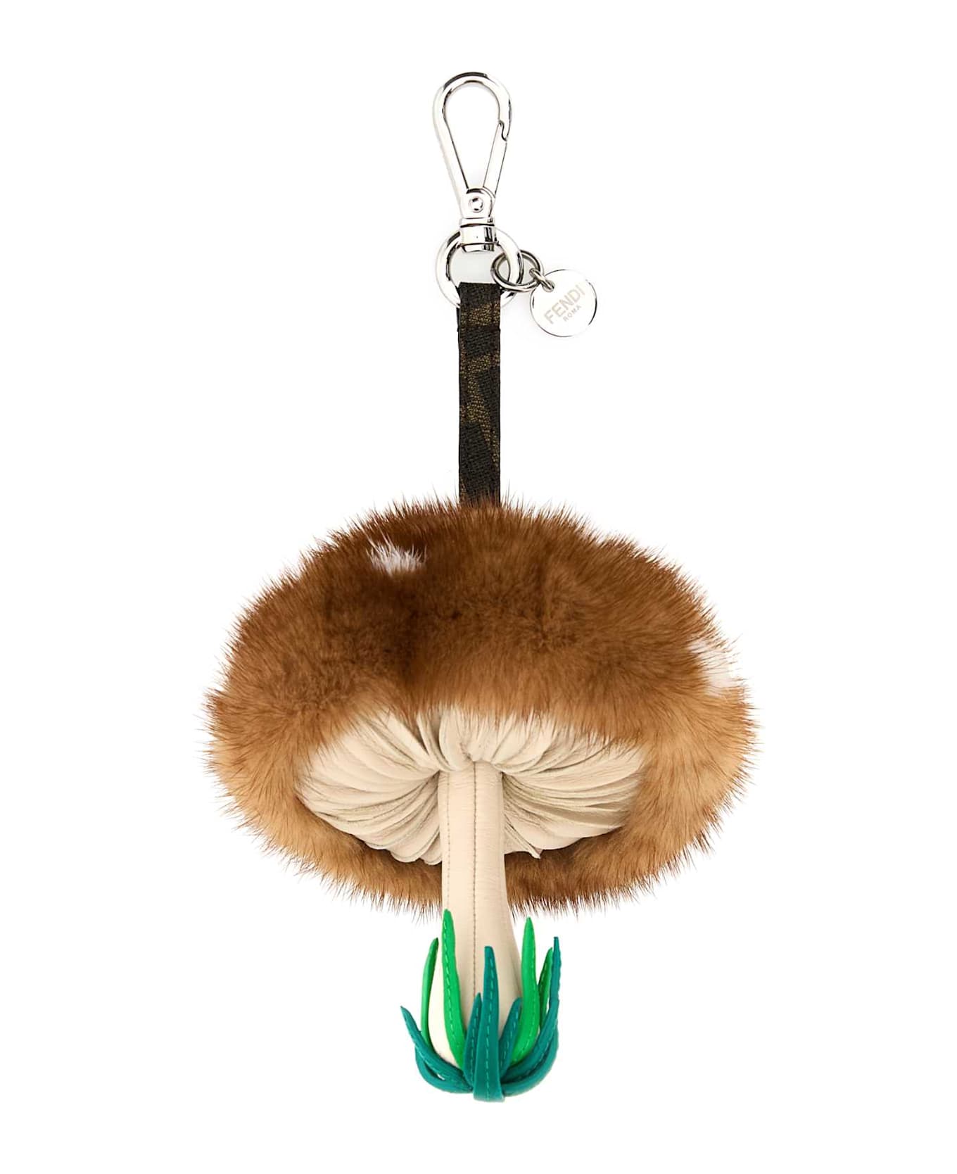 Fendi Multicolor Leather And Fur Fungo Charm - MARRONE